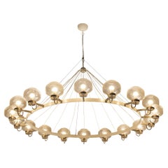 Large 1970s Chandelier in Silver-Colored Metal & Blown Glass 232cm/91.34in.