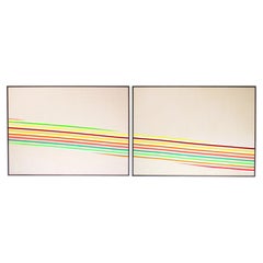 Large 1970s Color Field Acrylic Diptych on Canvas by John Plumb (1927–2008)