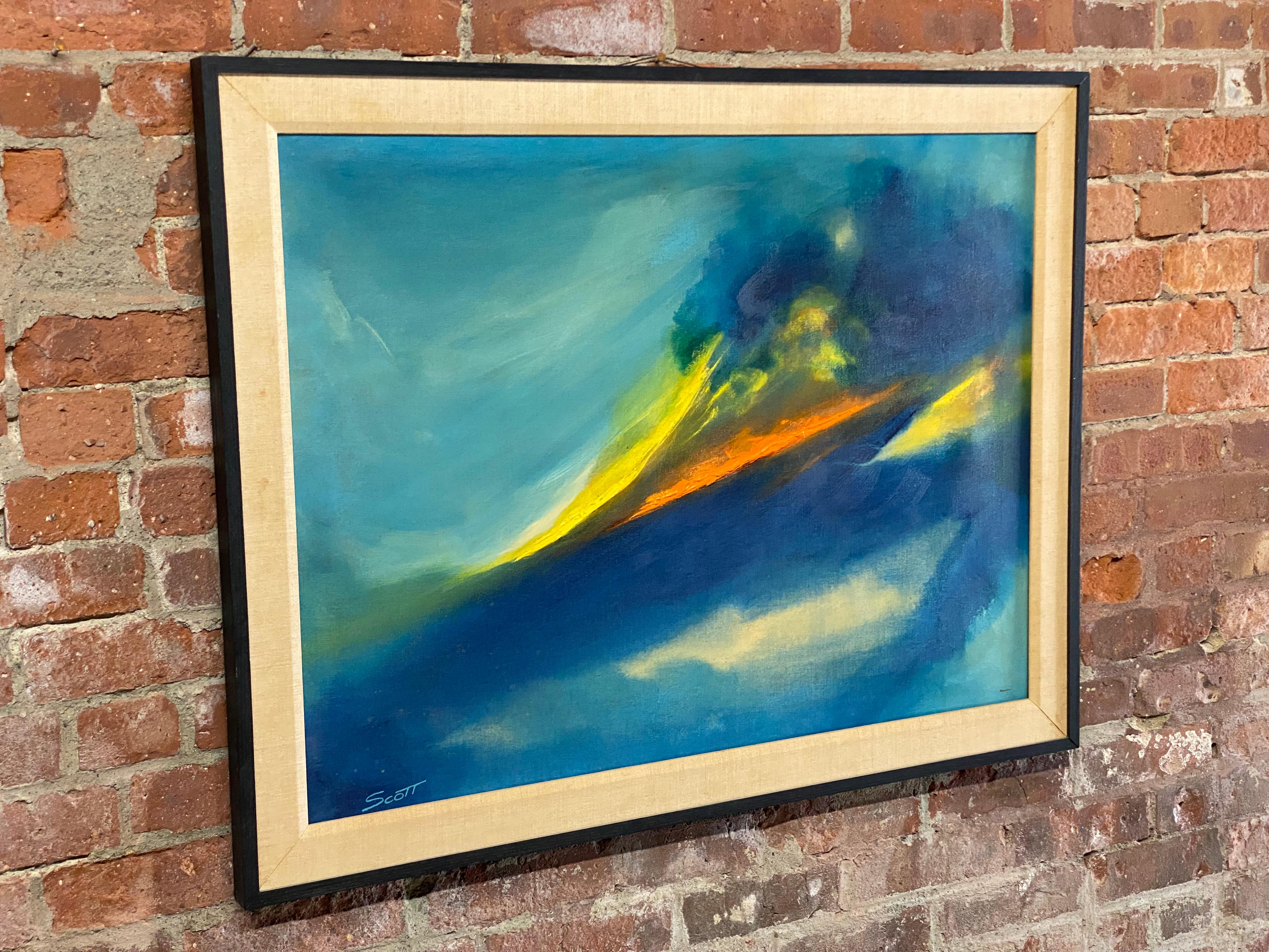 American Large 1970s Color Wave Abstract Painting For Sale