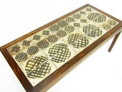 Large 1970s Danish Art Tile Coffee Table in Rosewood by Tue Poulsen & Eric Wörtz