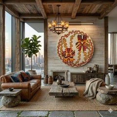 Large 1970s Dutch Modernist Embroidered Wall Panel, Signed AG, Dated 1973