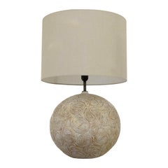 Retro Large 1970s English Ceramic Sphere Table Lamp with Paisley Pattern Inc Shade