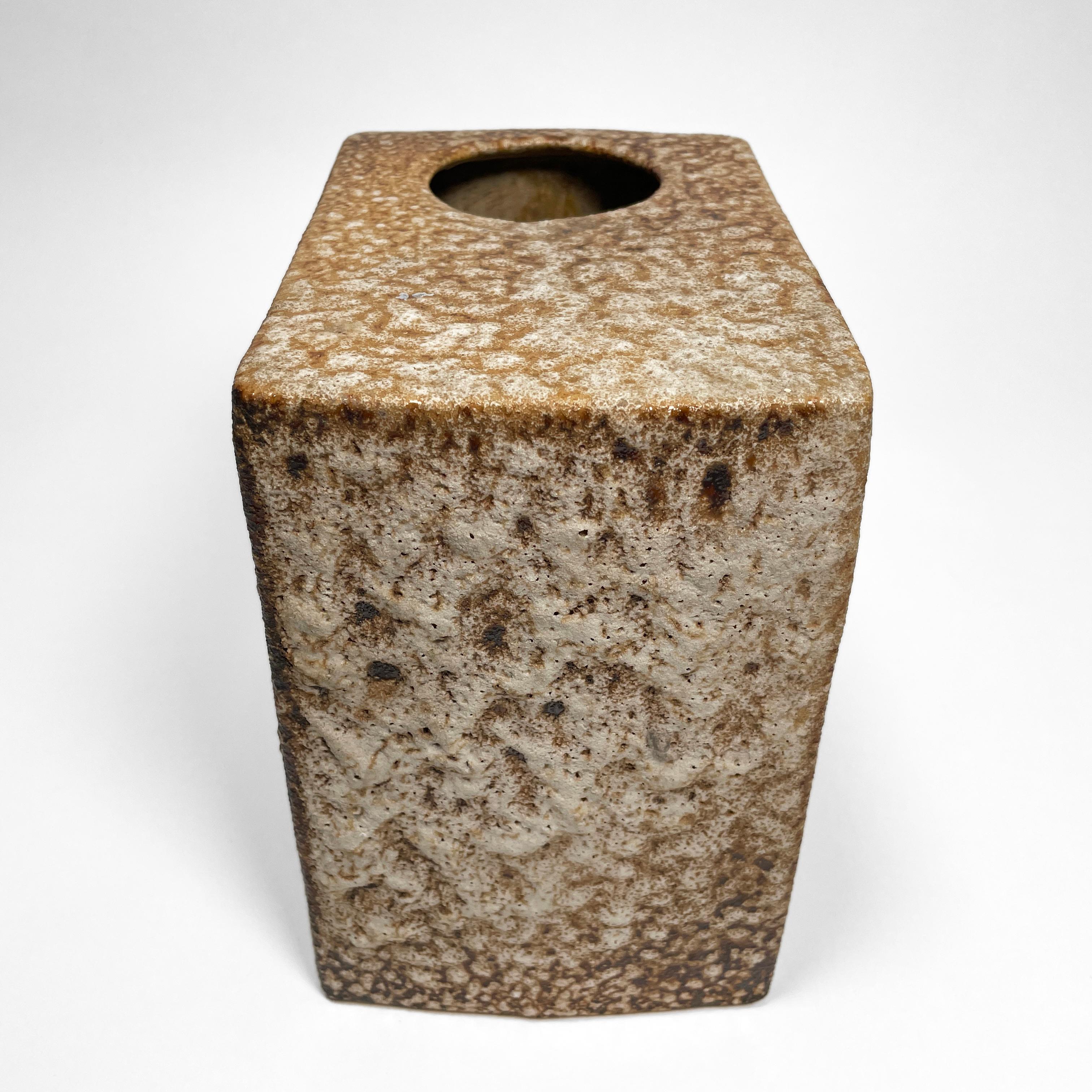 Late 20th Century Large 1970s Fat Lava Cube Hole Vase by Marius van Woerden for Vest, Netherlands For Sale
