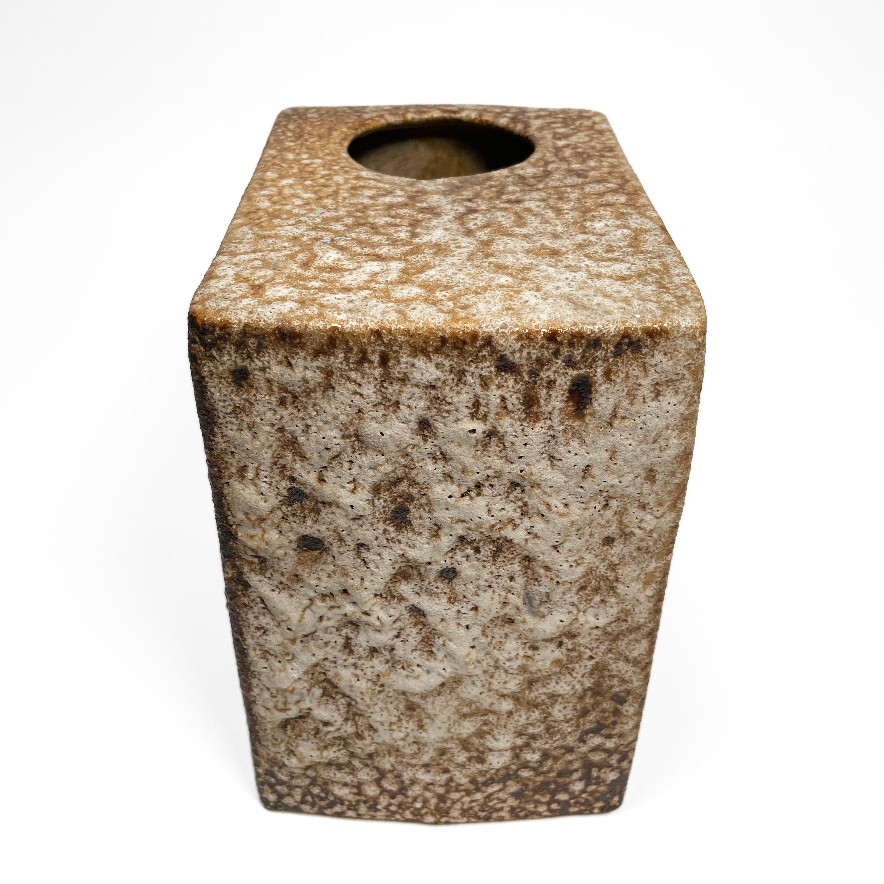 Ceramic Large 1970s Fat Lava Cube Hole Vase by Marius van Woerden for Vest, Netherlands For Sale