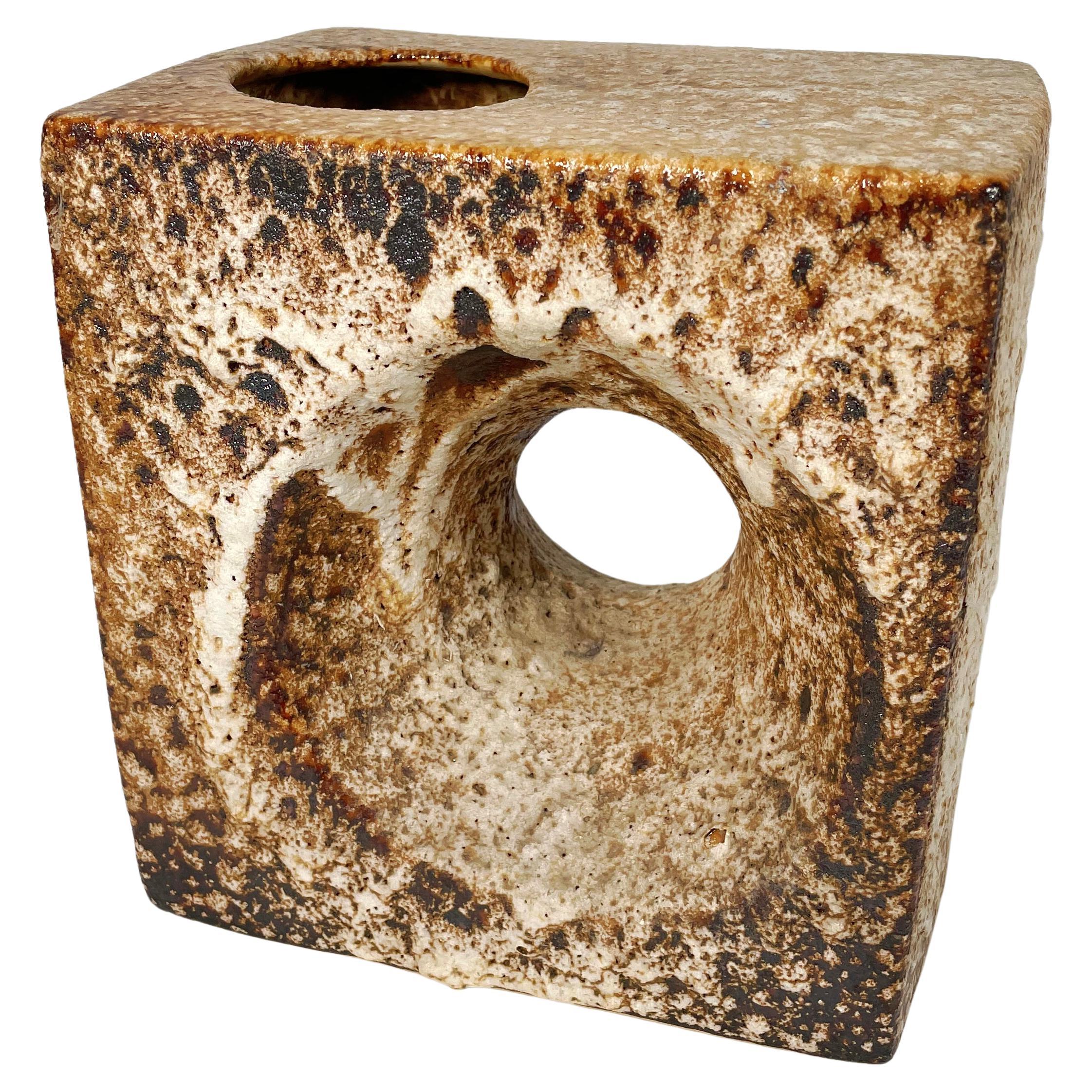 Large 1970s Fat Lava Cube Hole Vase by Marius van Woerden for Vest, Netherlands