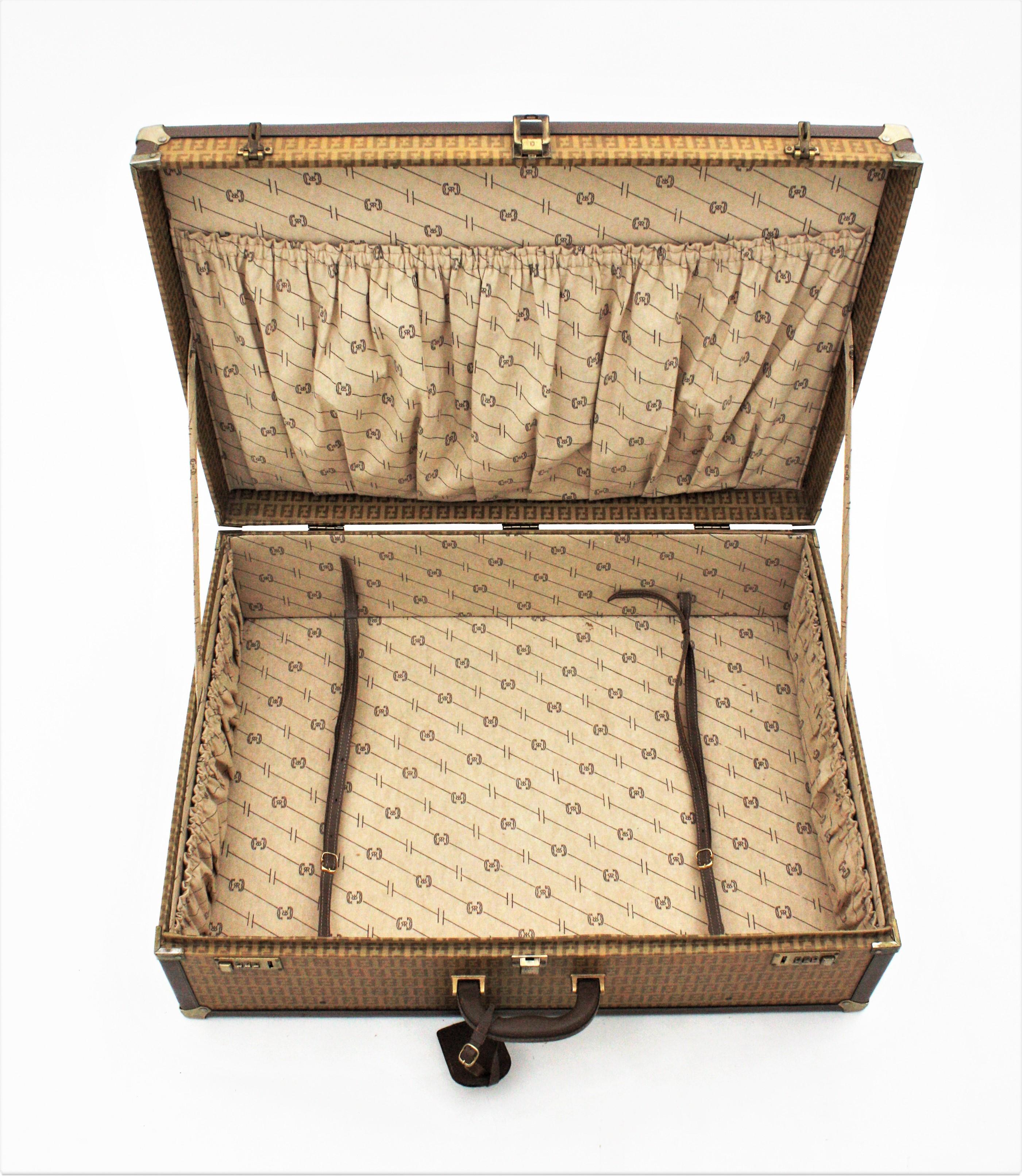 Fendi Vintage Hard Suitcase / Luxury Trunk, Zucca Pattern, 1970s 2