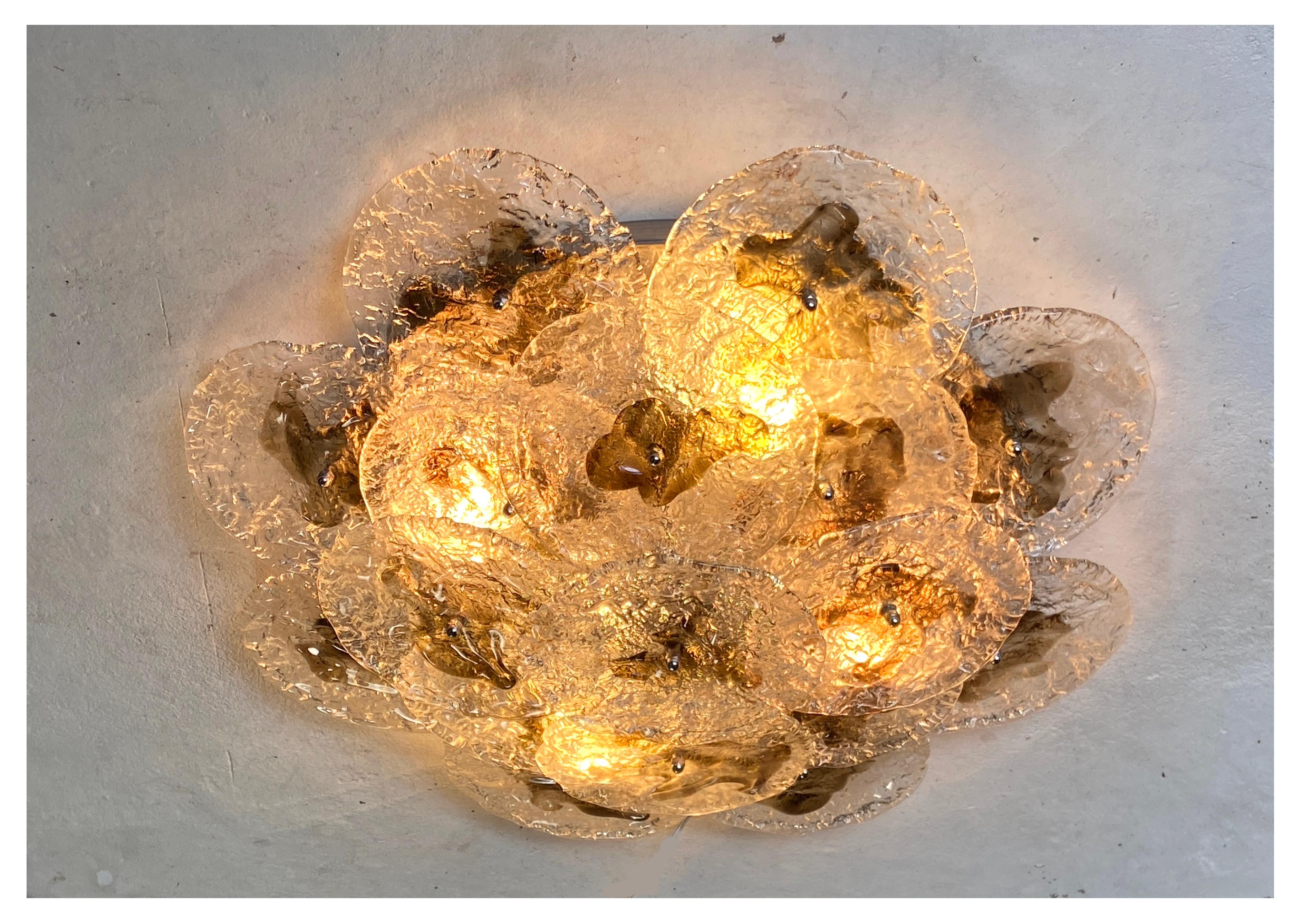 Grand luminaire encastré à disque Murano Murano des années 1970 en vente 1