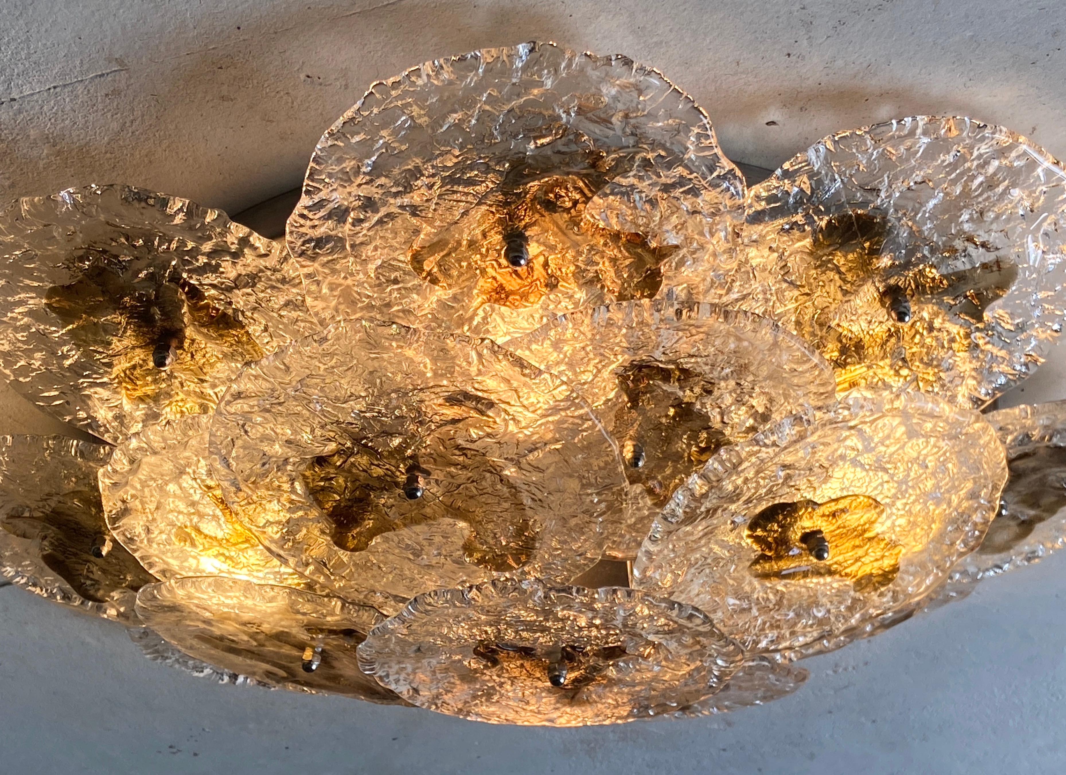 Grand luminaire encastré à disque Murano Murano des années 1970 en vente 2