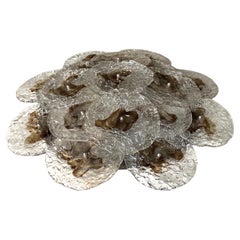 Large 1970's flush mount Murano Mazzega disc light fixture