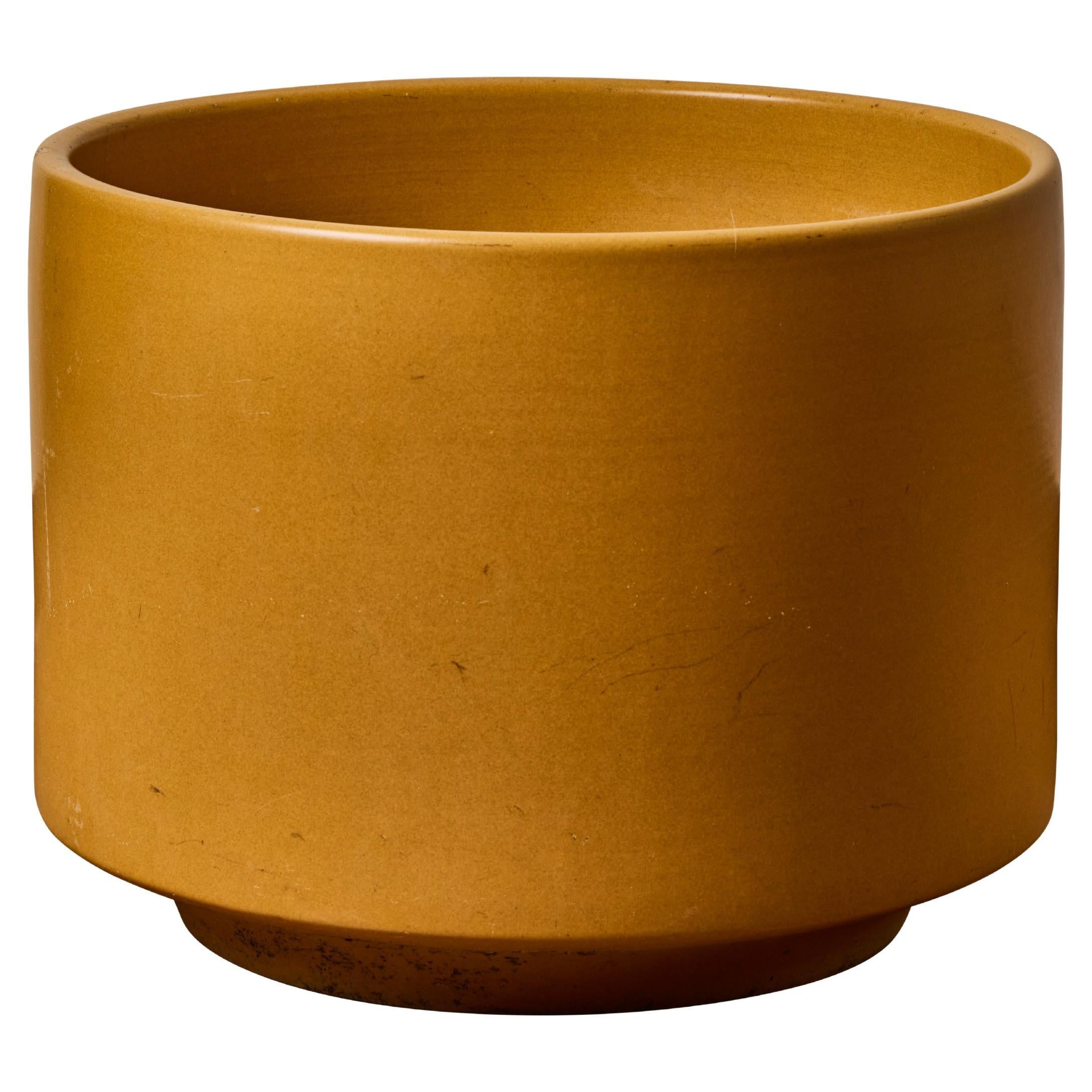 Large 1970s Gainey Mustard Yellow Glazed Ceramic Planter