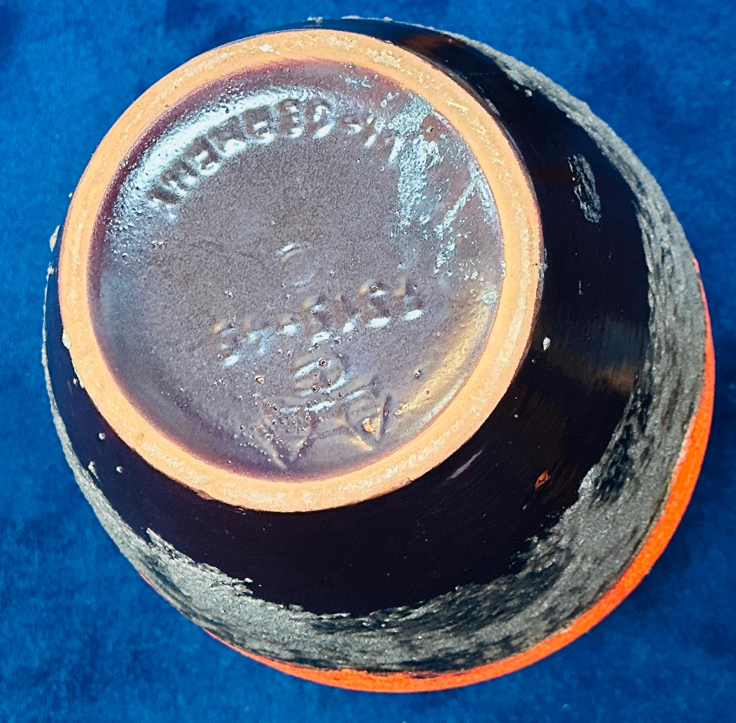 Grande vaso tedesco Carstens Toennishof degli anni '70, marrone e arancione, non smaltato, a forma di brocca in lava grassa in vendita 12