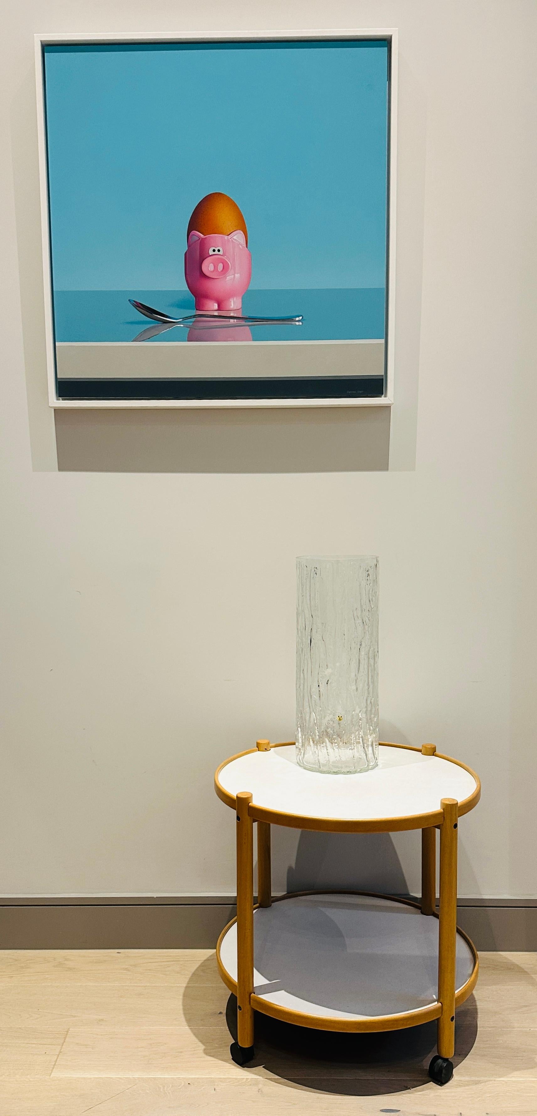 Grande vaso cilindrico in vetro tedesco Peill & Putzler 