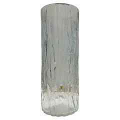 Large 1970s German Peill & Putzler "Bark or Iced" Glass Cylindrical Vase