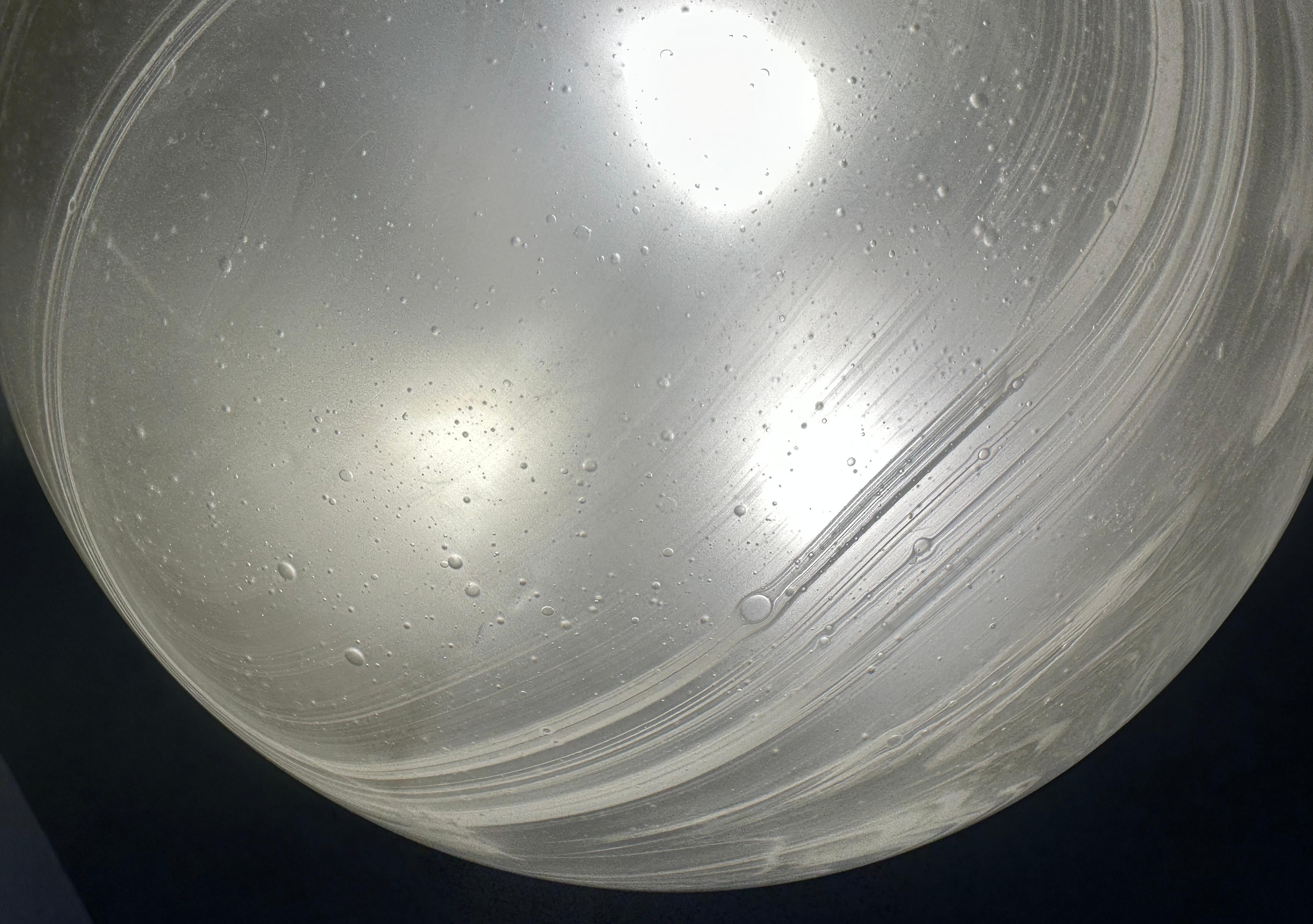 Large 1970s German Peill & Putzler Domed Frosted Glass Flush Mount Ceiling Light For Sale 4