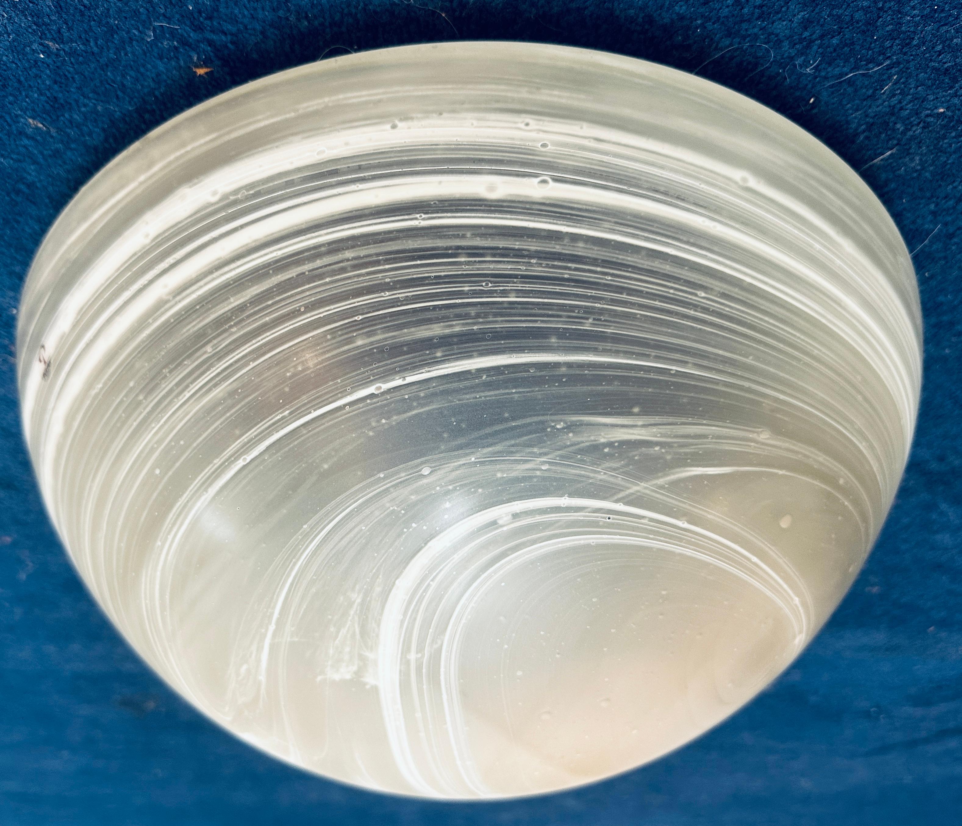 Large 1970s German Peill & Putzler Domed Frosted Glass Flush Mount Ceiling Light For Sale 5
