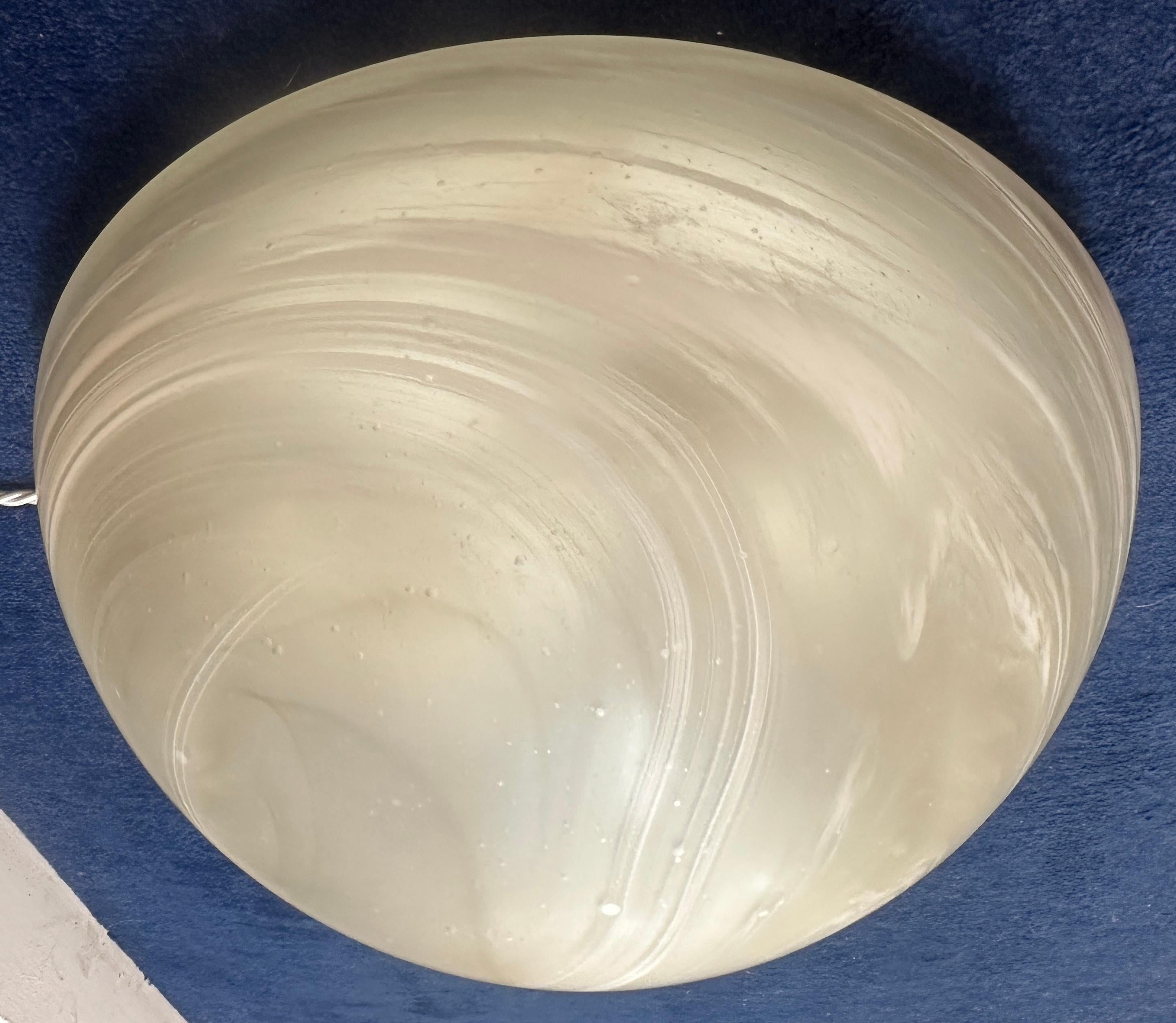 Large 1970s German Peill & Putzler Domed Frosted Glass Flush Mount Ceiling Light For Sale 7