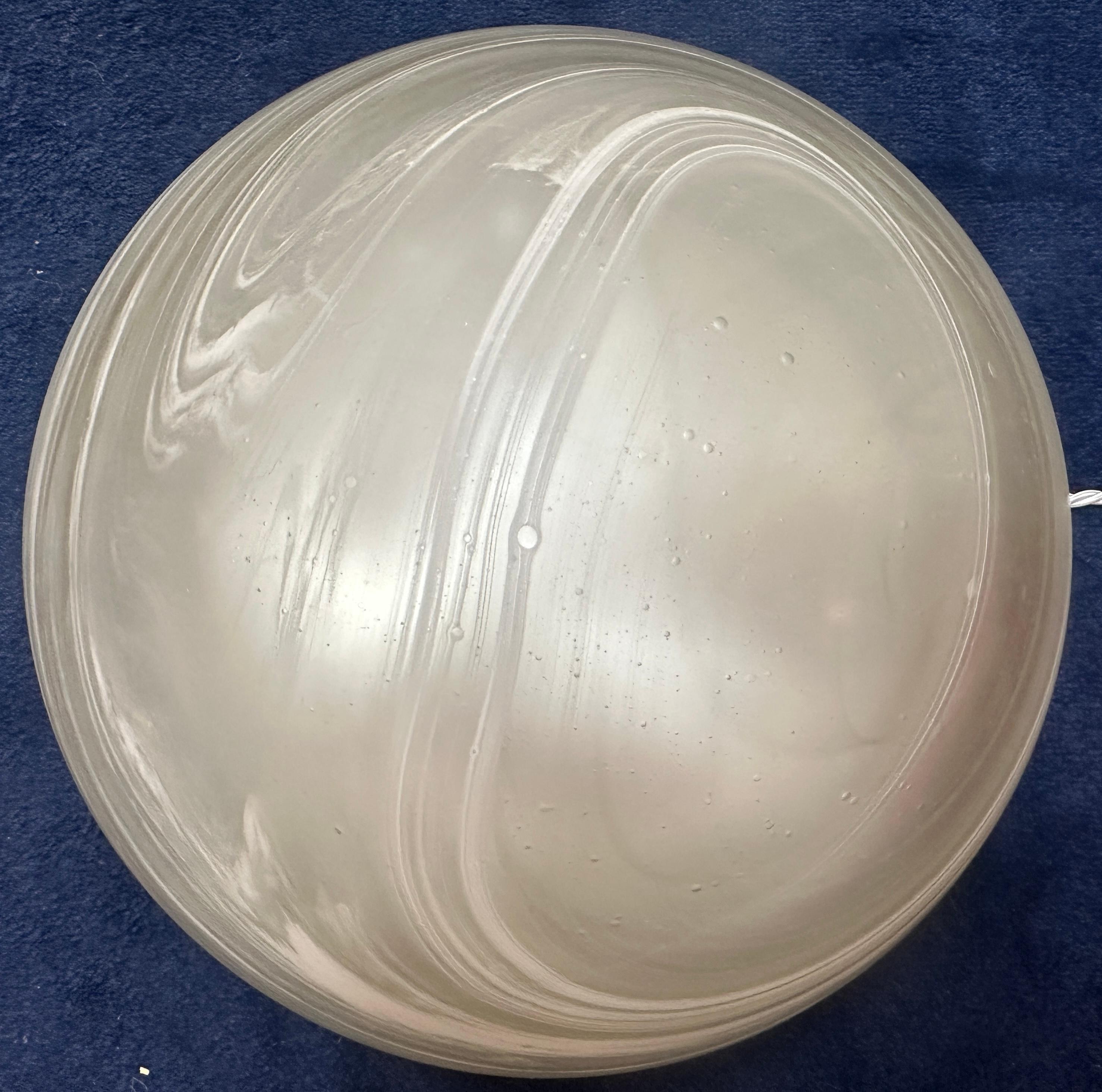 Large 1970s German Peill & Putzler Domed Frosted Glass Flush Mount Ceiling Light For Sale 8