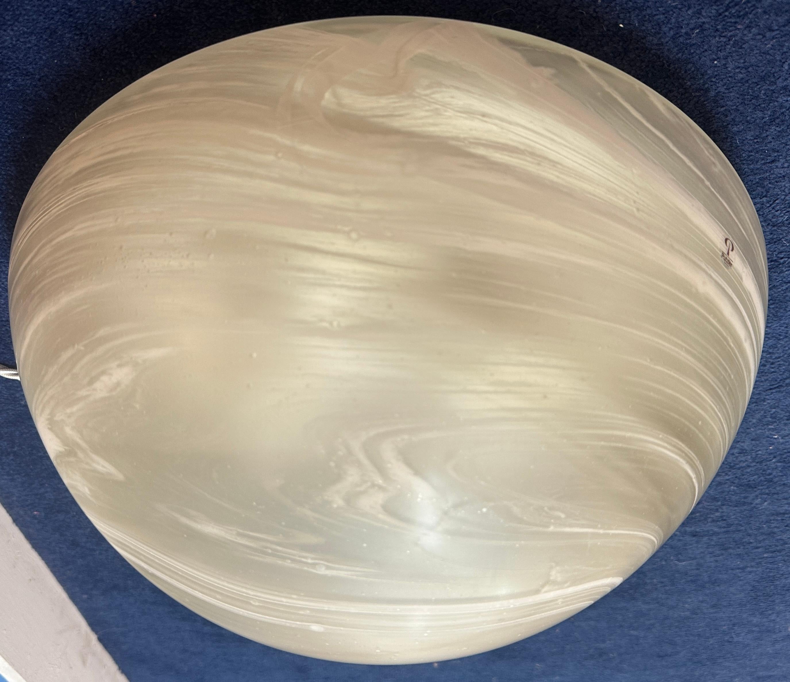 Large 1970s German Peill & Putzler Domed Frosted Glass Flush Mount Ceiling Light For Sale 9