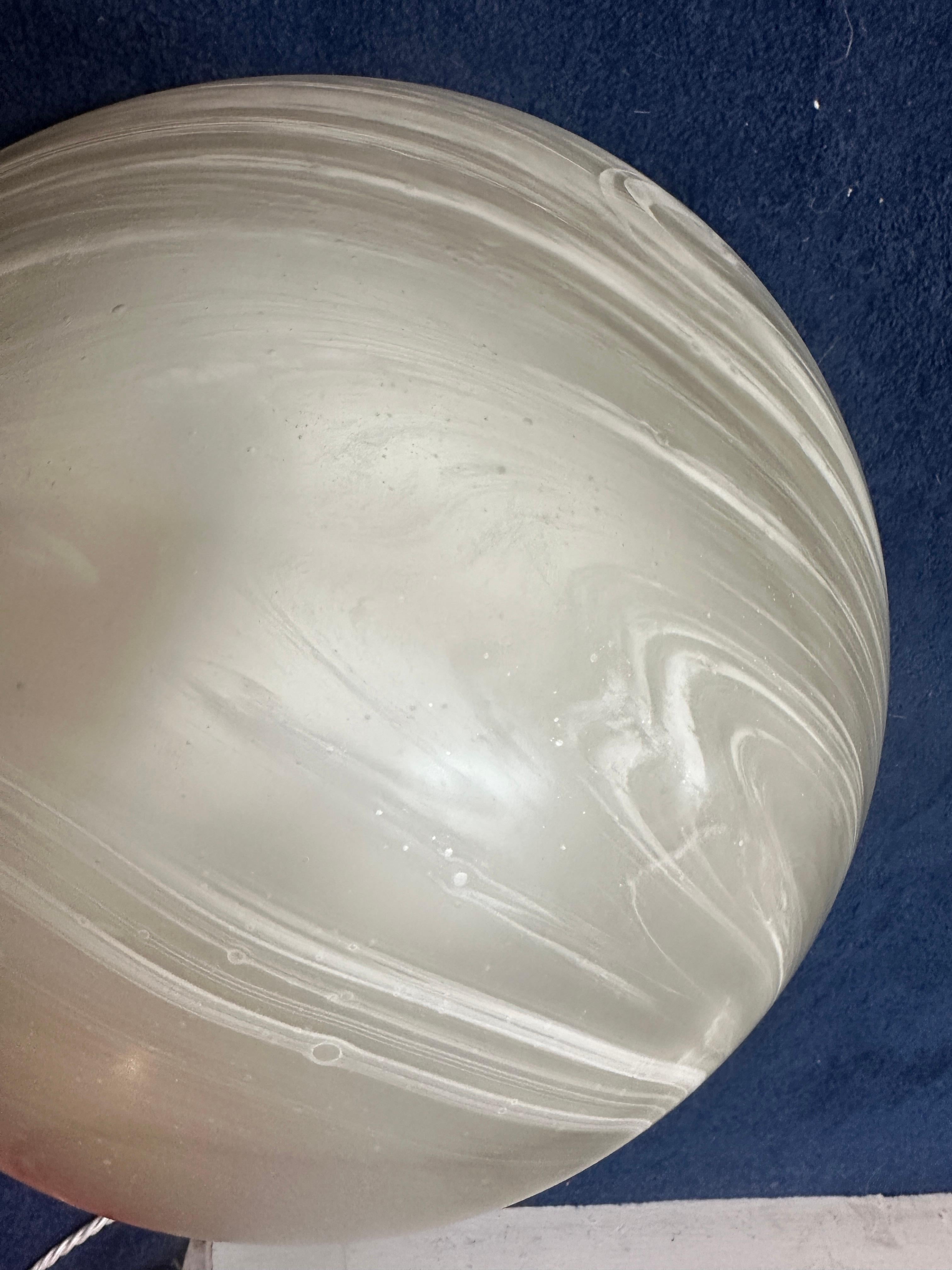 Large 1970s German Peill & Putzler Domed Frosted Glass Flush Mount Ceiling Light For Sale 11