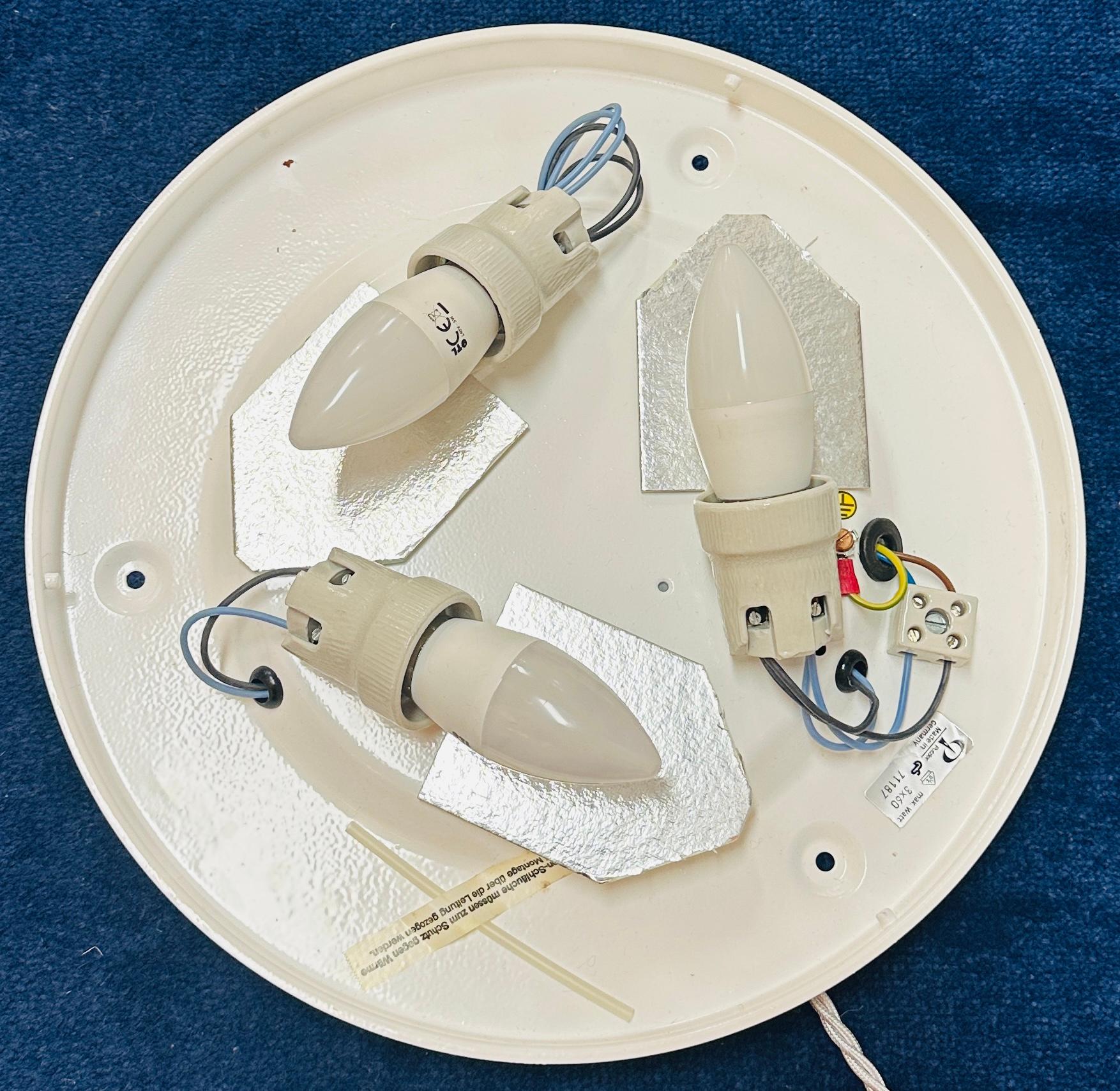 Large 1970s German Peill & Putzler Domed Frosted Glass Flush Mount Ceiling Light For Sale 13