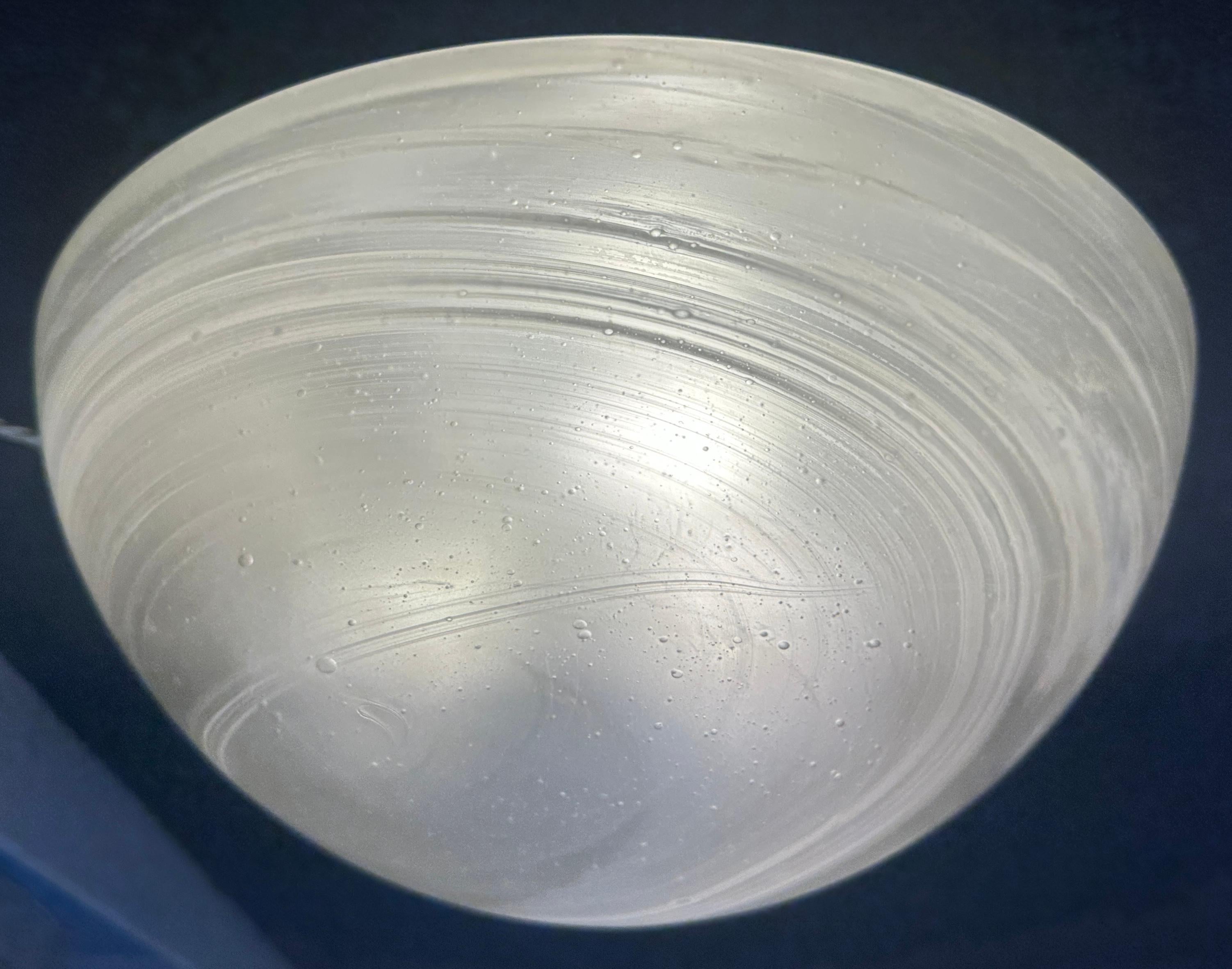 Large 1970s German Peill & Putzler Domed Frosted Glass Flush Mount Ceiling Light In Good Condition For Sale In London, England
