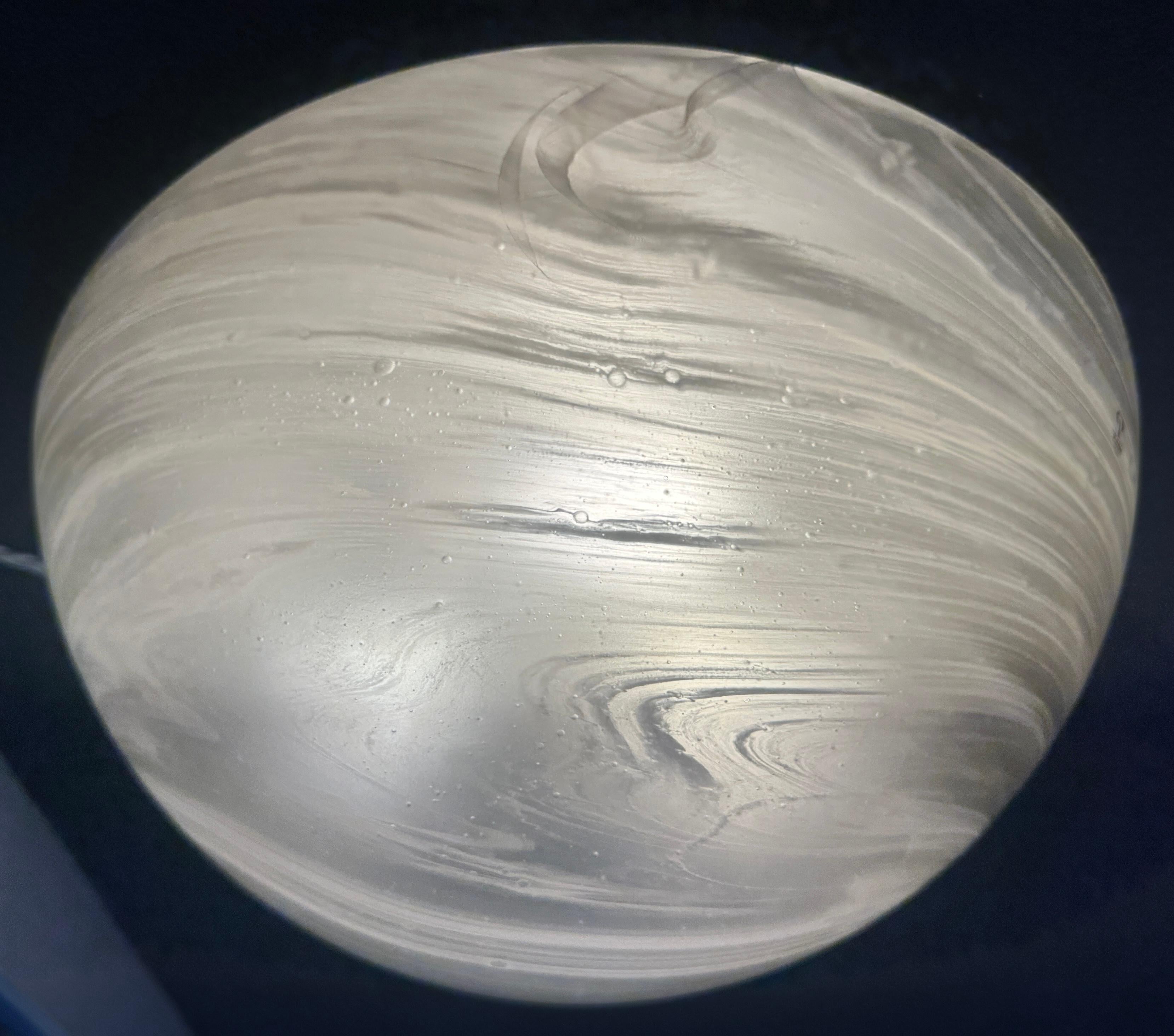 20th Century Large 1970s German Peill & Putzler Domed Frosted Glass Flush Mount Ceiling Light For Sale