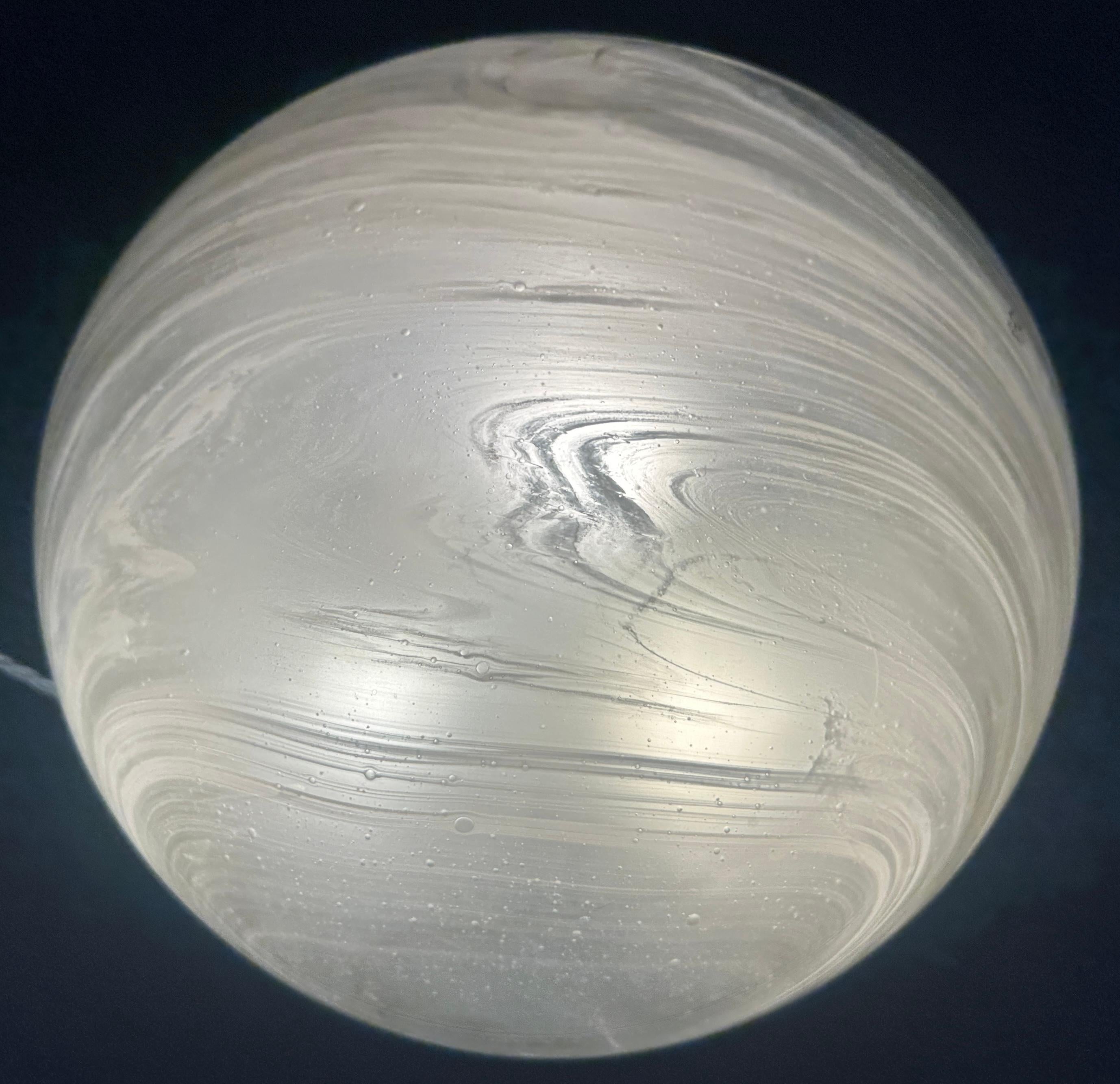 Metal Large 1970s German Peill & Putzler Domed Frosted Glass Flush Mount Ceiling Light For Sale