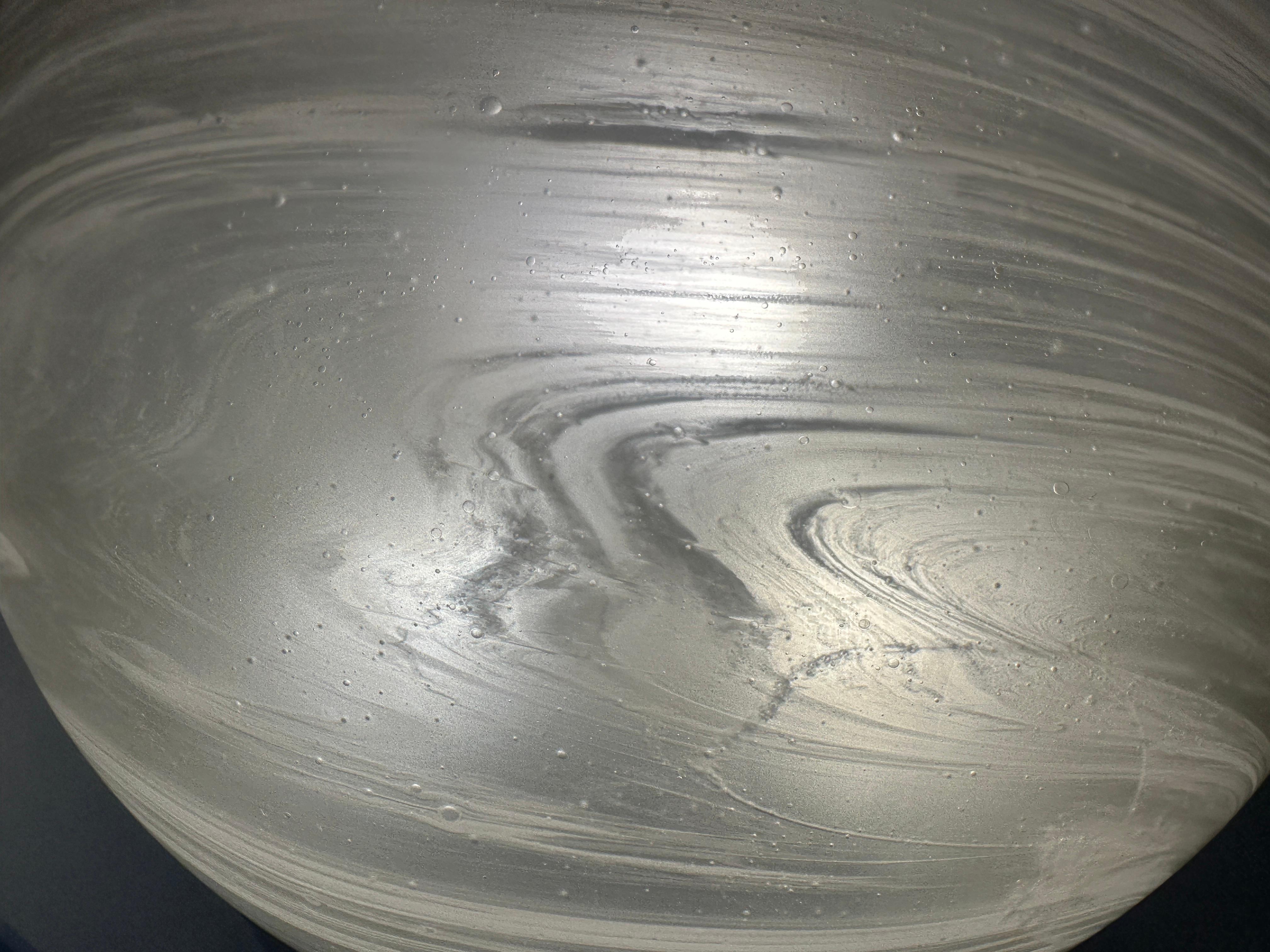 Large 1970s German Peill & Putzler Domed Frosted Glass Flush Mount Ceiling Light For Sale 1