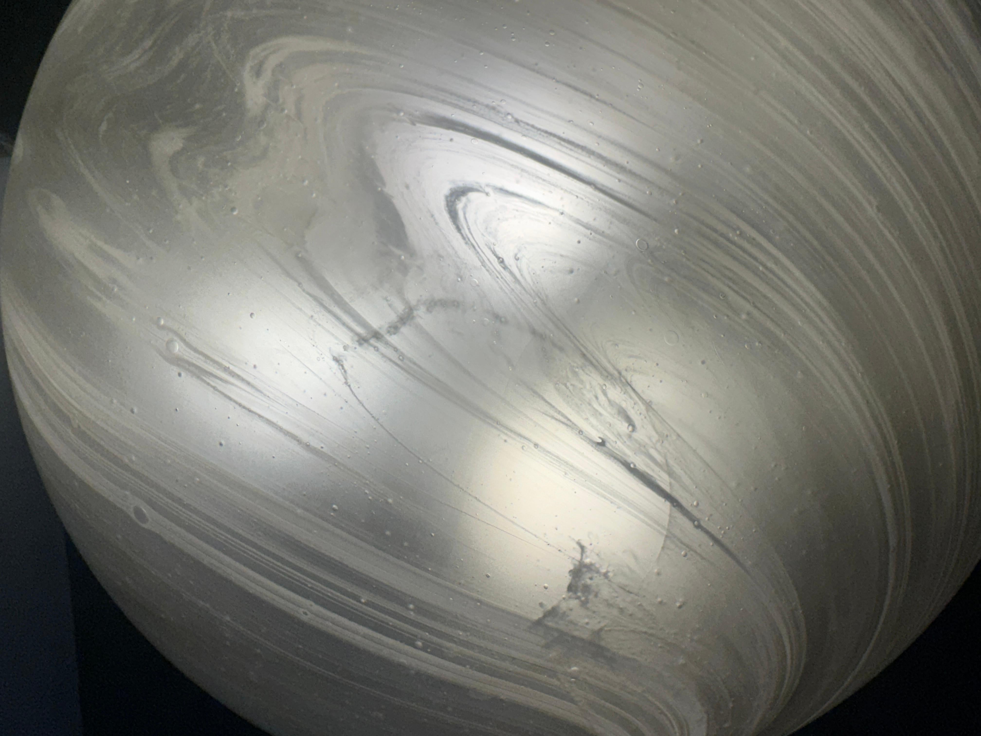 Large 1970s German Peill & Putzler Domed Frosted Glass Flush Mount Ceiling Light For Sale 2