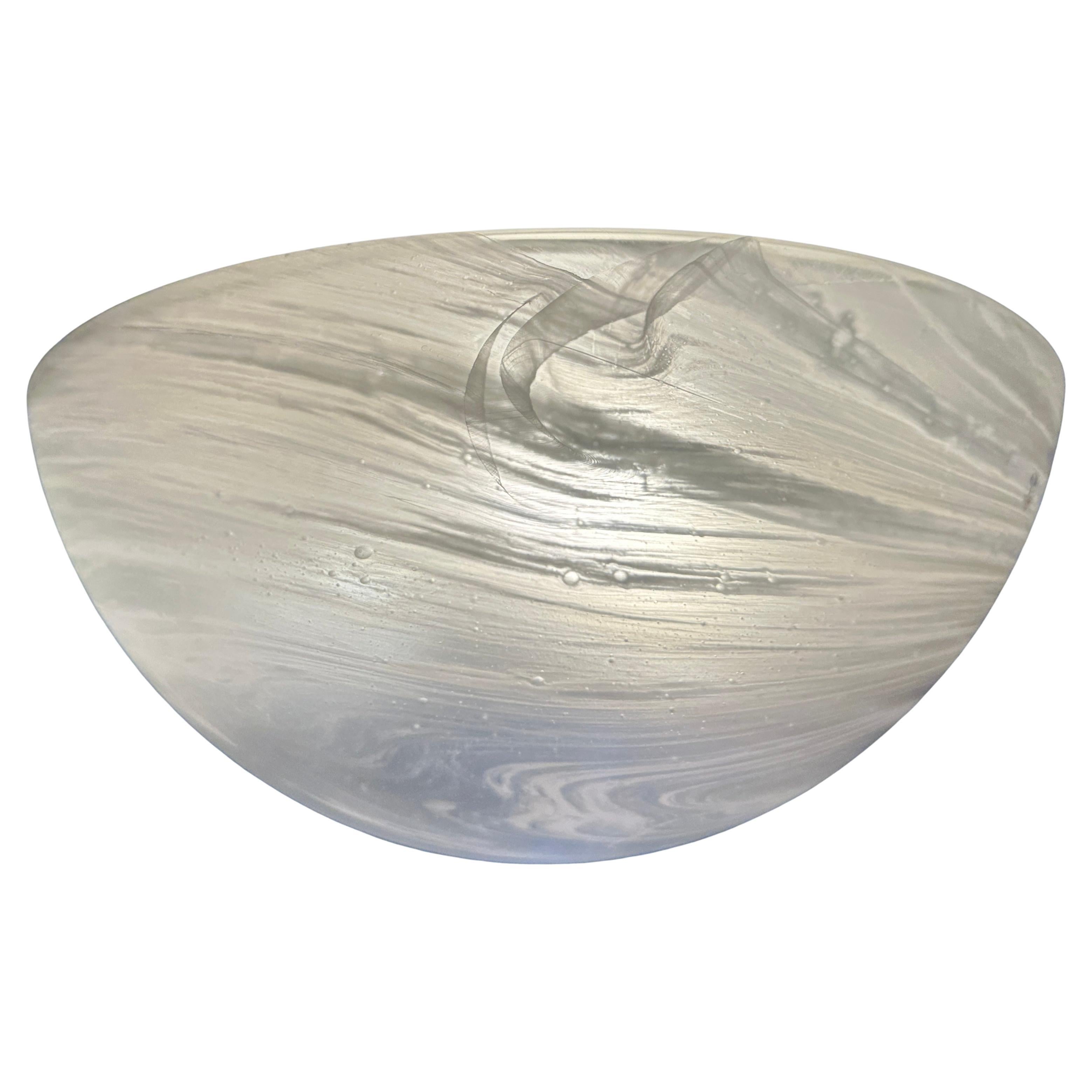 Large 1970s German Peill & Putzler Domed Frosted Glass Flush Mount Ceiling Light
