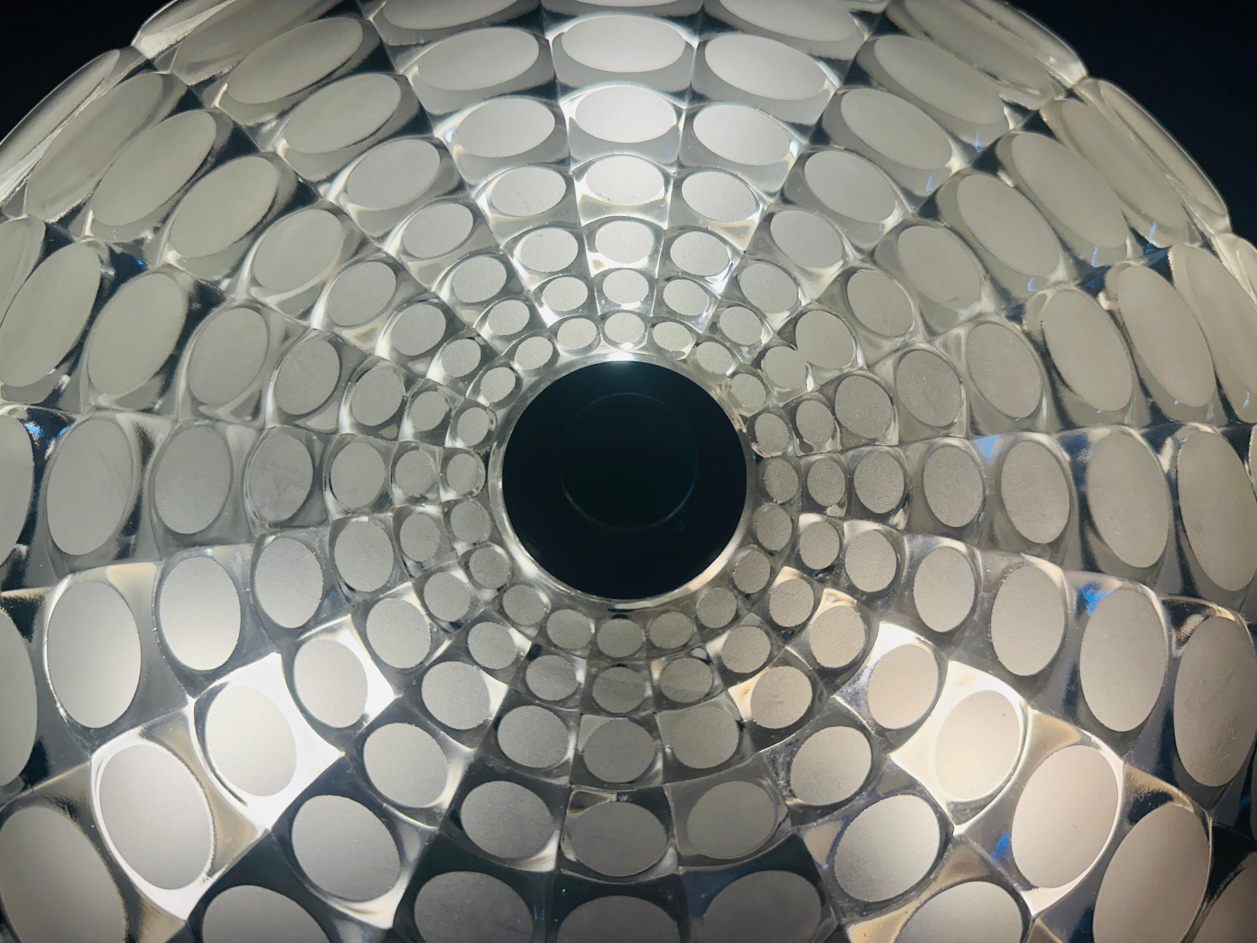 Métal Large 1970s German Peill & Putzler Flush Mount Glass & Aluminium Ceiling Light en vente