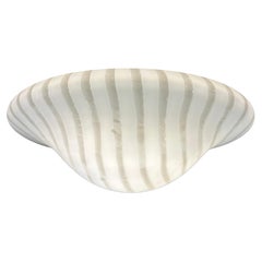 Large 1970s German Peill & Putzler Opal Striped Glass Flush Mount Ceiling Light