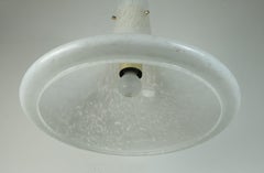 large 1970s glashuette limburg PENDANT LIGHT white opaline bubble glass