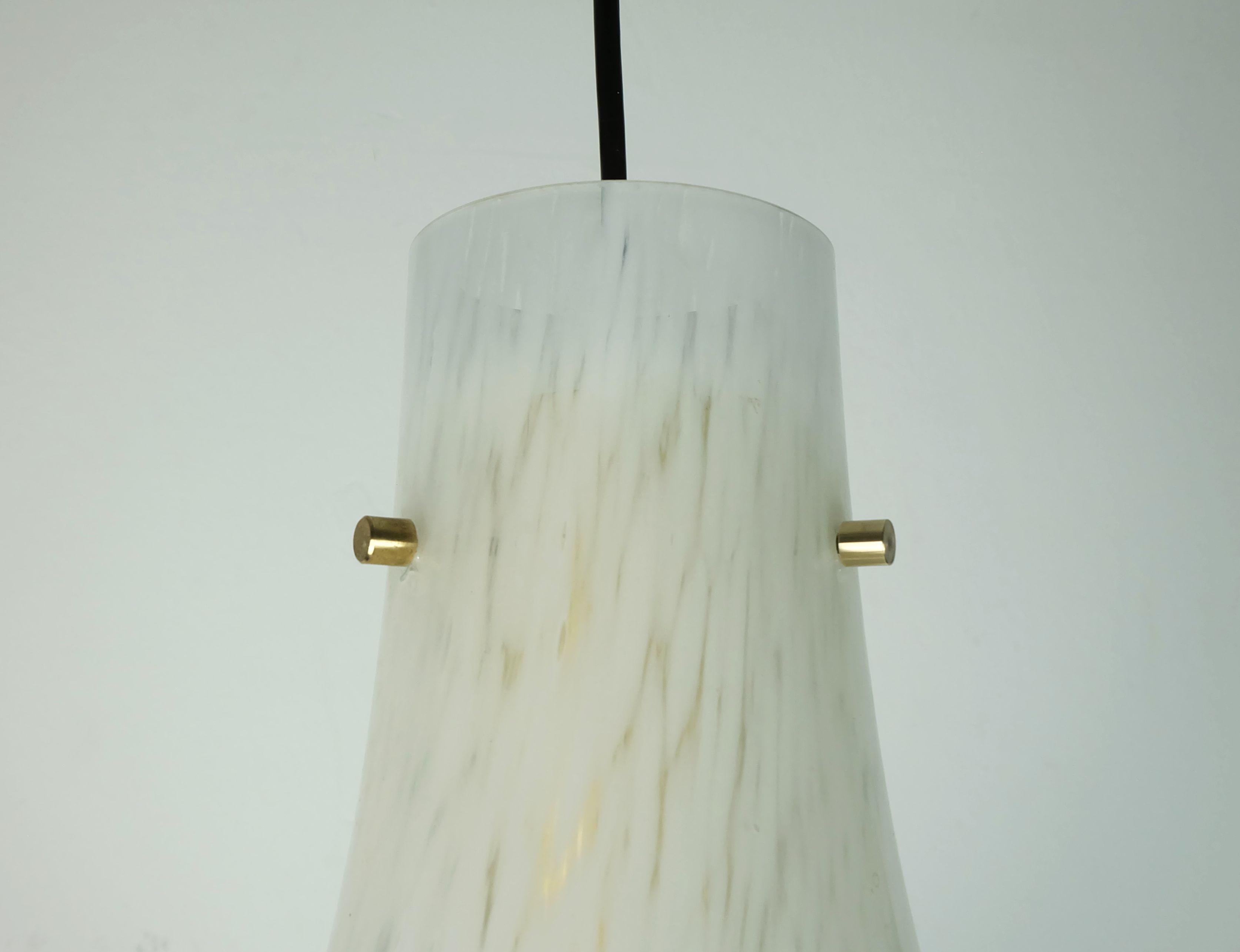 Mid-Century Modern large 1970s glashuette limburg PENDANT LIGHT white opaline bubble glass For Sale