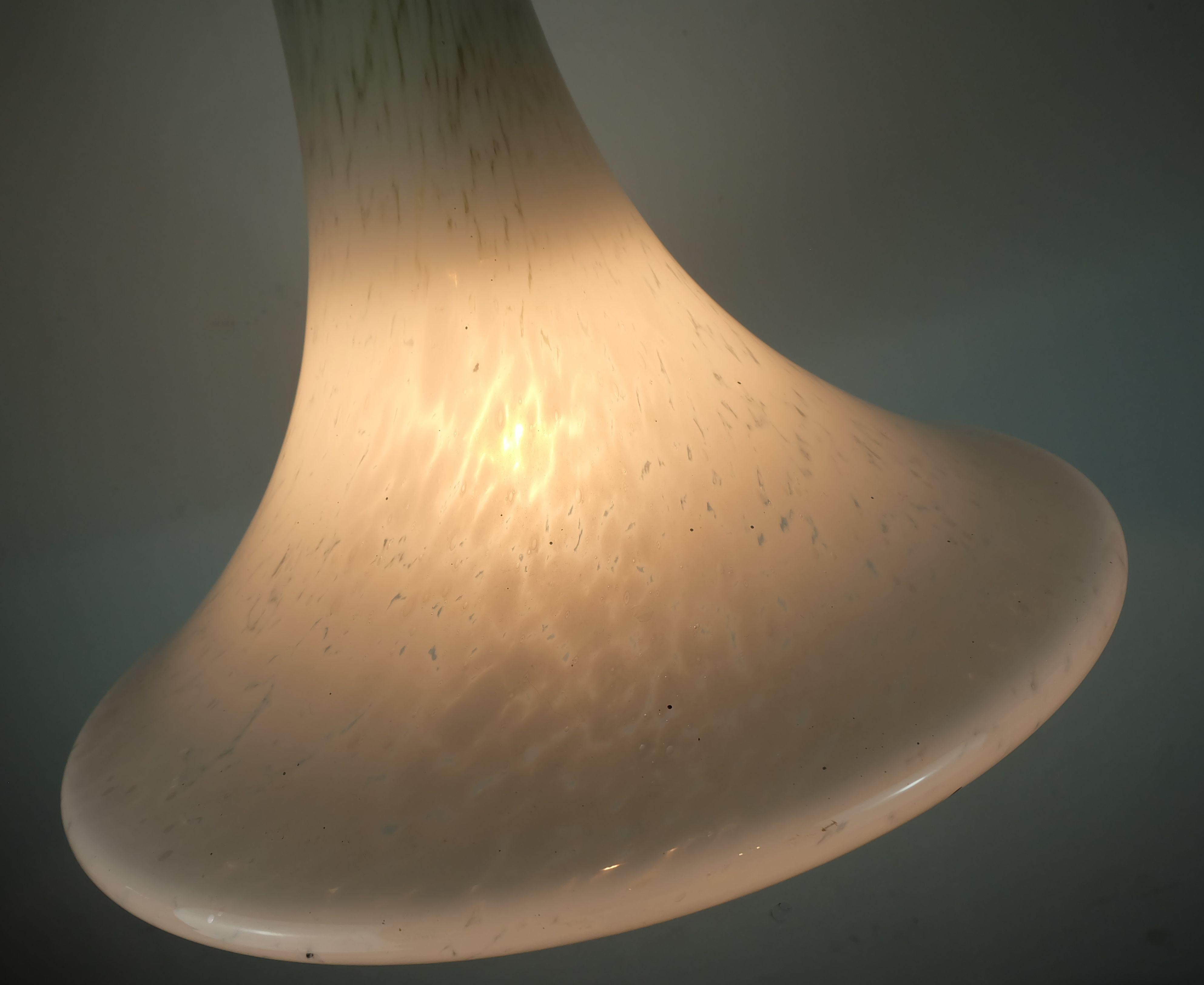 large 1970s glashuette limburg PENDANT LIGHT white opaline bubble glass In Good Condition For Sale In Mannheim, DE