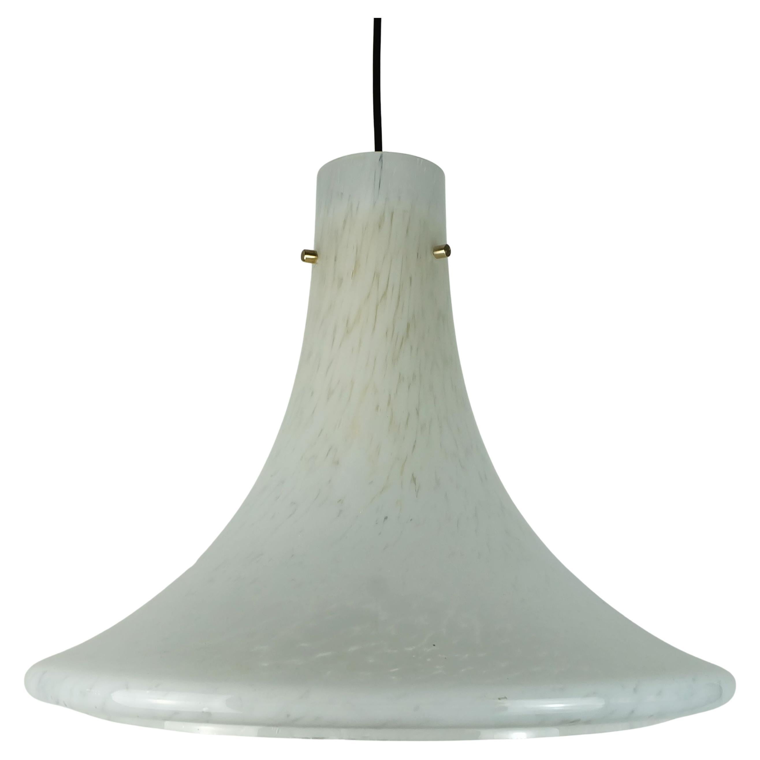 large 1970s glashuette limburg PENDANT LIGHT white opaline bubble glass