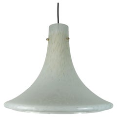 large 1970s glashuette limburg PENDANT LIGHT white opaline bubble glass