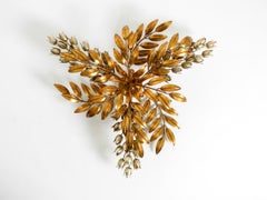 Große vergoldete florale Deckenleuchte von Hans Kögl aus den 1970er Jahren, Modell Wisteria