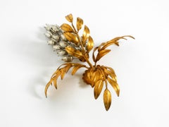 Large 1970s gold-plated metal wall lamp, model Wisteria by Hans Kögl