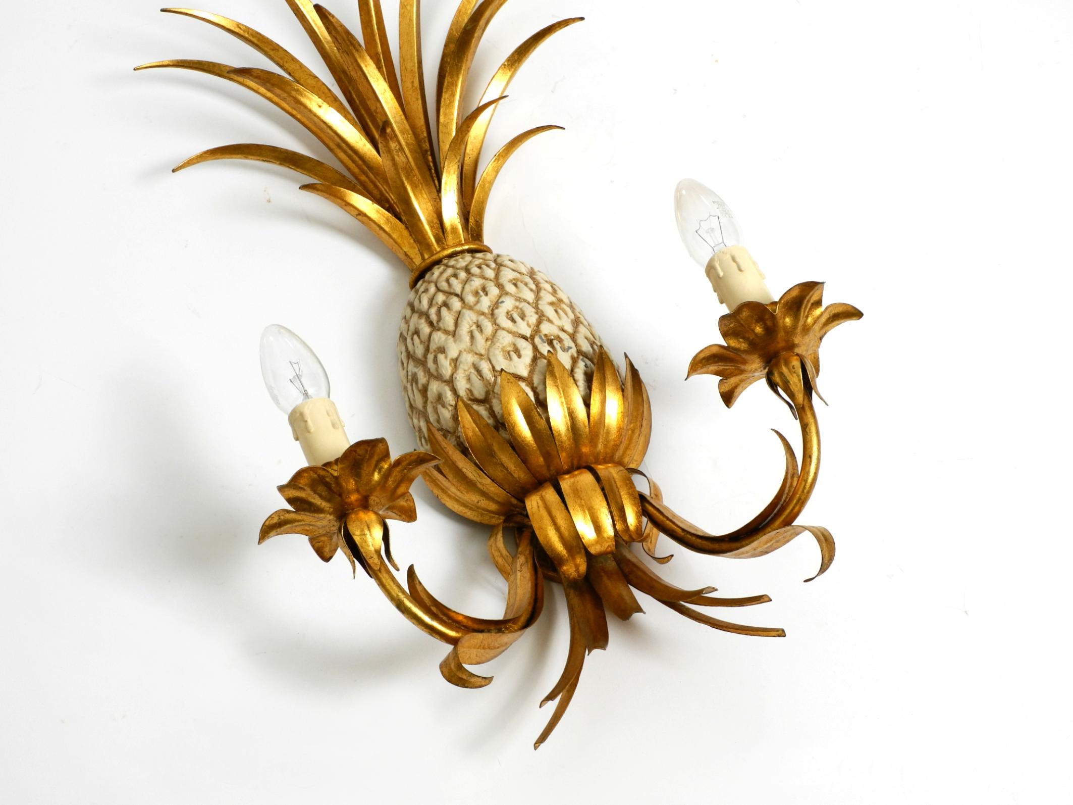 Große vergoldete Ananas Florentine Wandleuchte von Charles Maison Jansen aus den 1970er Jahren 4