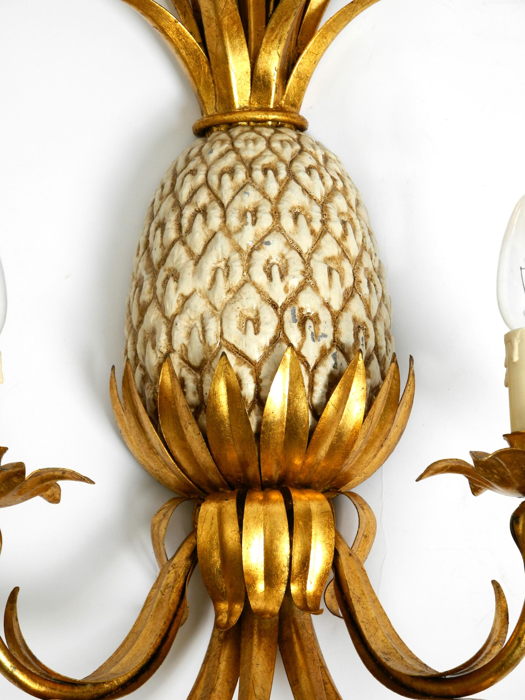 Große vergoldete Ananas Florentine Wandleuchte von Charles Maison Jansen aus den 1970er Jahren 5