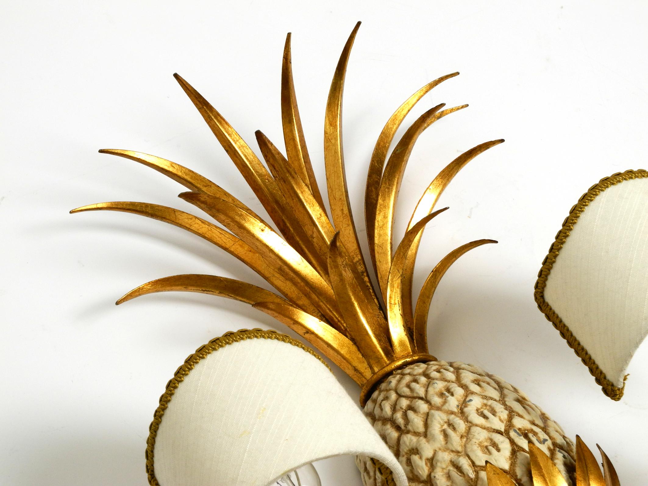 Große vergoldete Ananas Florentine Wandleuchte von Charles Maison Jansen aus den 1970er Jahren 6