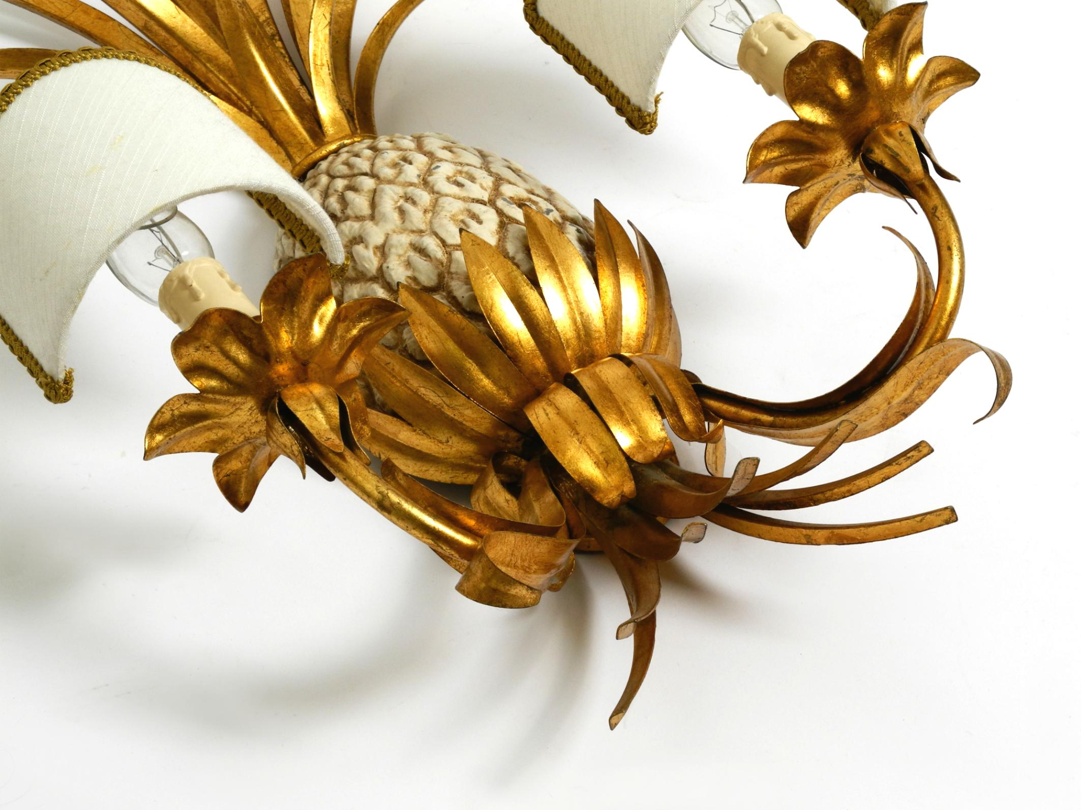 Große vergoldete Ananas Florentine Wandleuchte von Charles Maison Jansen aus den 1970er Jahren 7