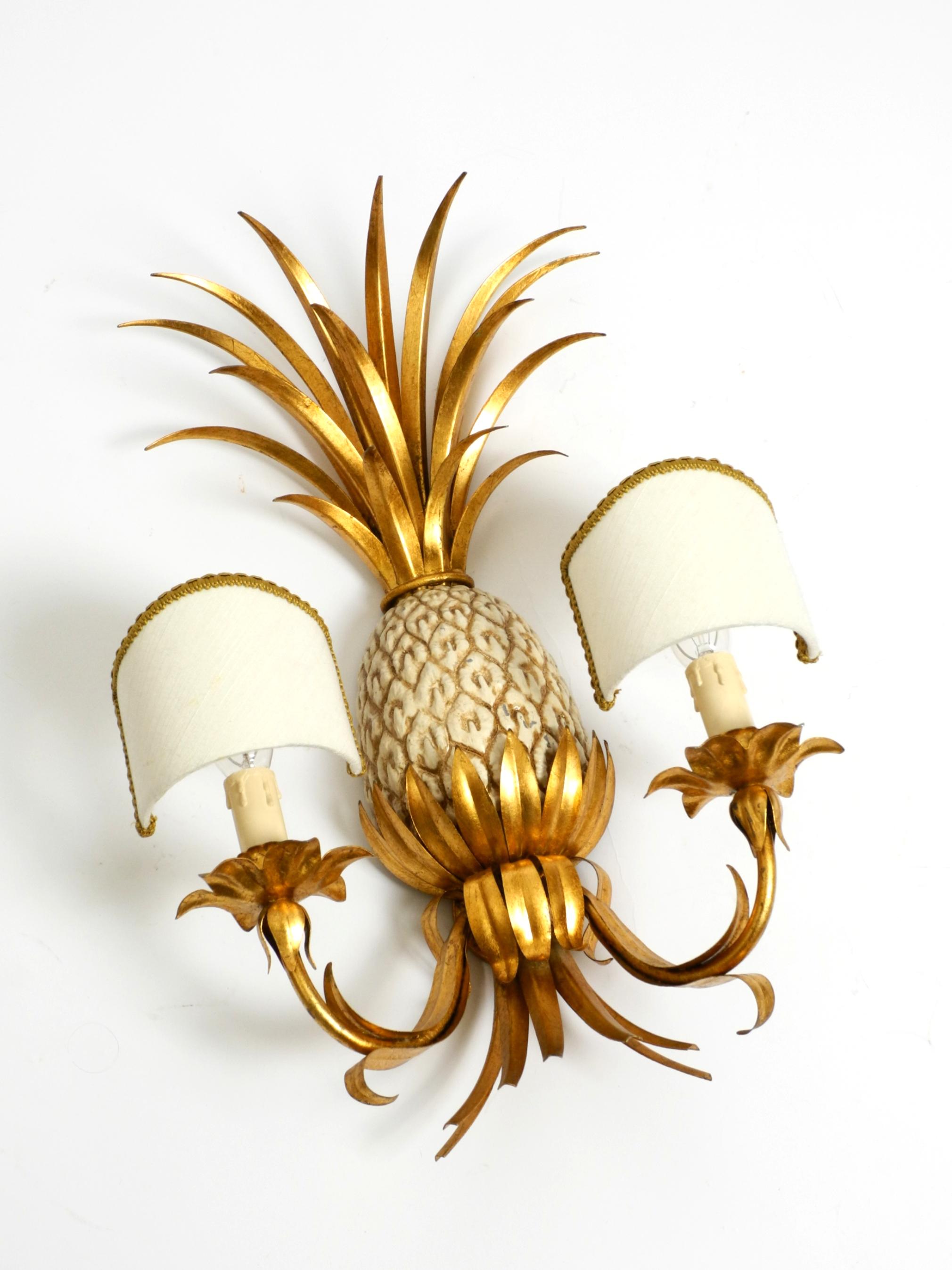 Große vergoldete Ananas Florentine Wandleuchte von Charles Maison Jansen aus den 1970er Jahren (Europäisch)