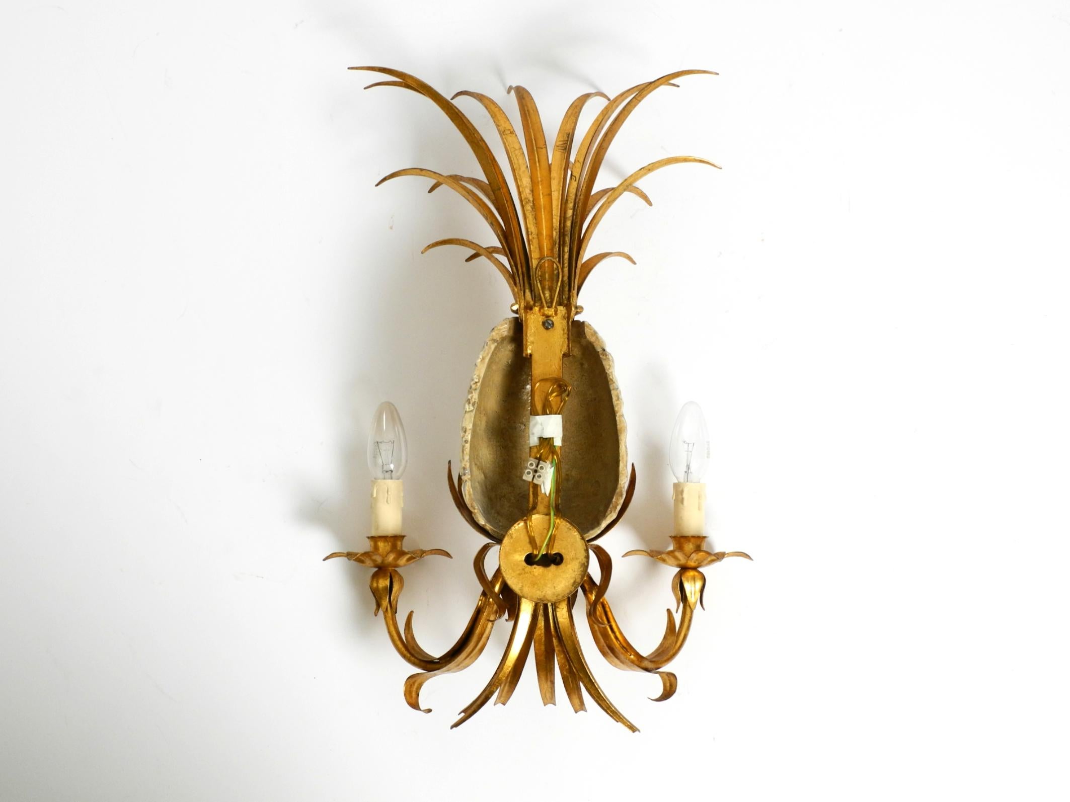 Große vergoldete Ananas Florentine Wandleuchte von Charles Maison Jansen aus den 1970er Jahren 1