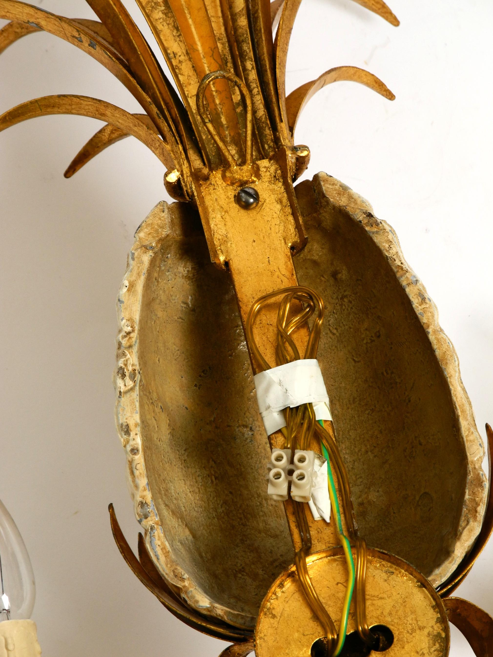 Große vergoldete Ananas Florentine Wandleuchte von Charles Maison Jansen aus den 1970er Jahren 2