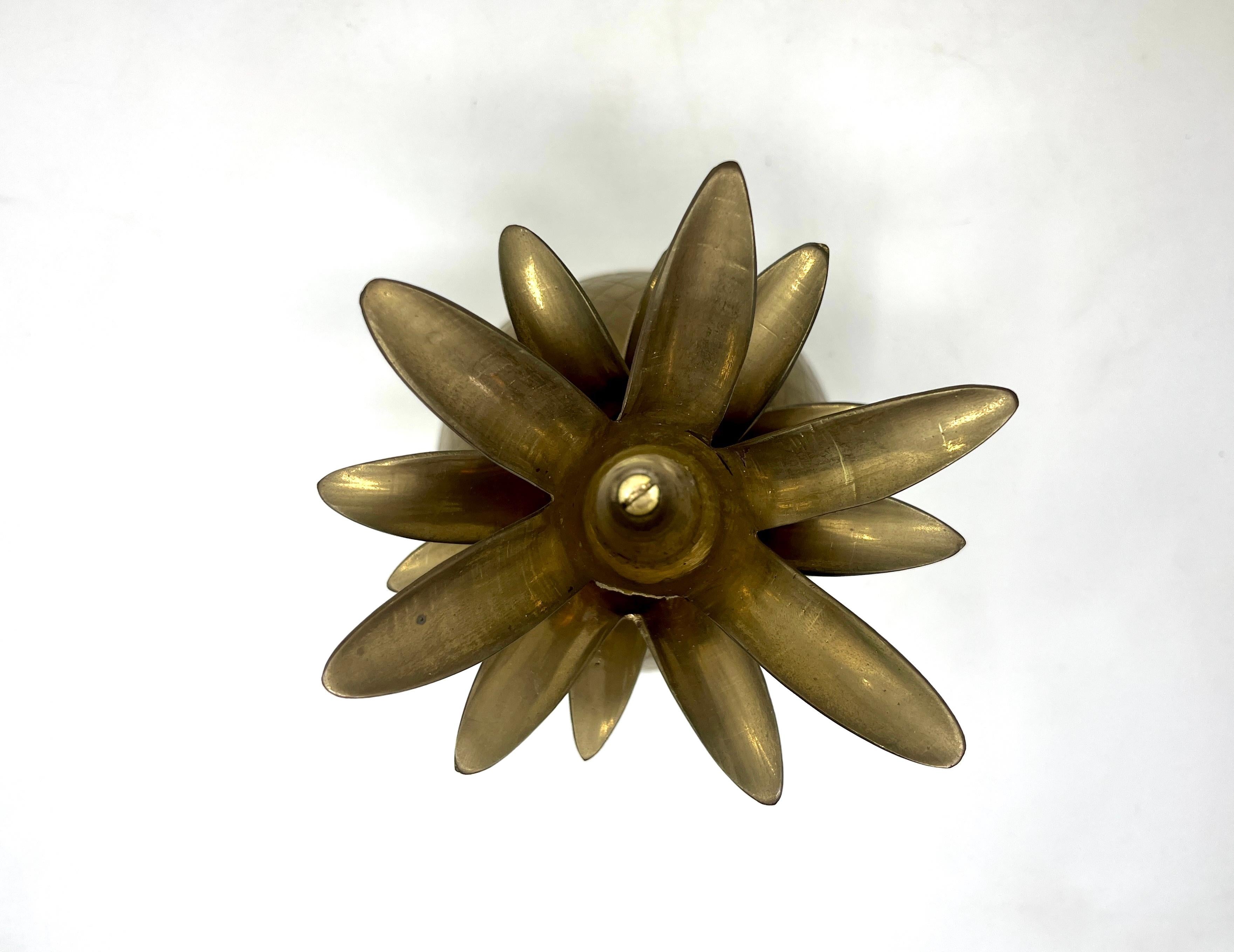 Large 1970s Gold Tone Solid Brass Pineapple Shape Jar with Lid, Ice Bucket For Sale 2
