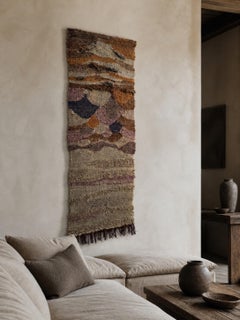 Large 1970s Handwoven Wool Fiber Art Wall Hanging, Sculptural Brutalist Textile