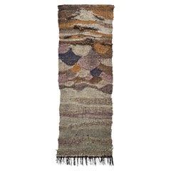 Large 1970s Handwoven Wool Fiber Art Wall Hanging, Sculptural Brutalist Textile