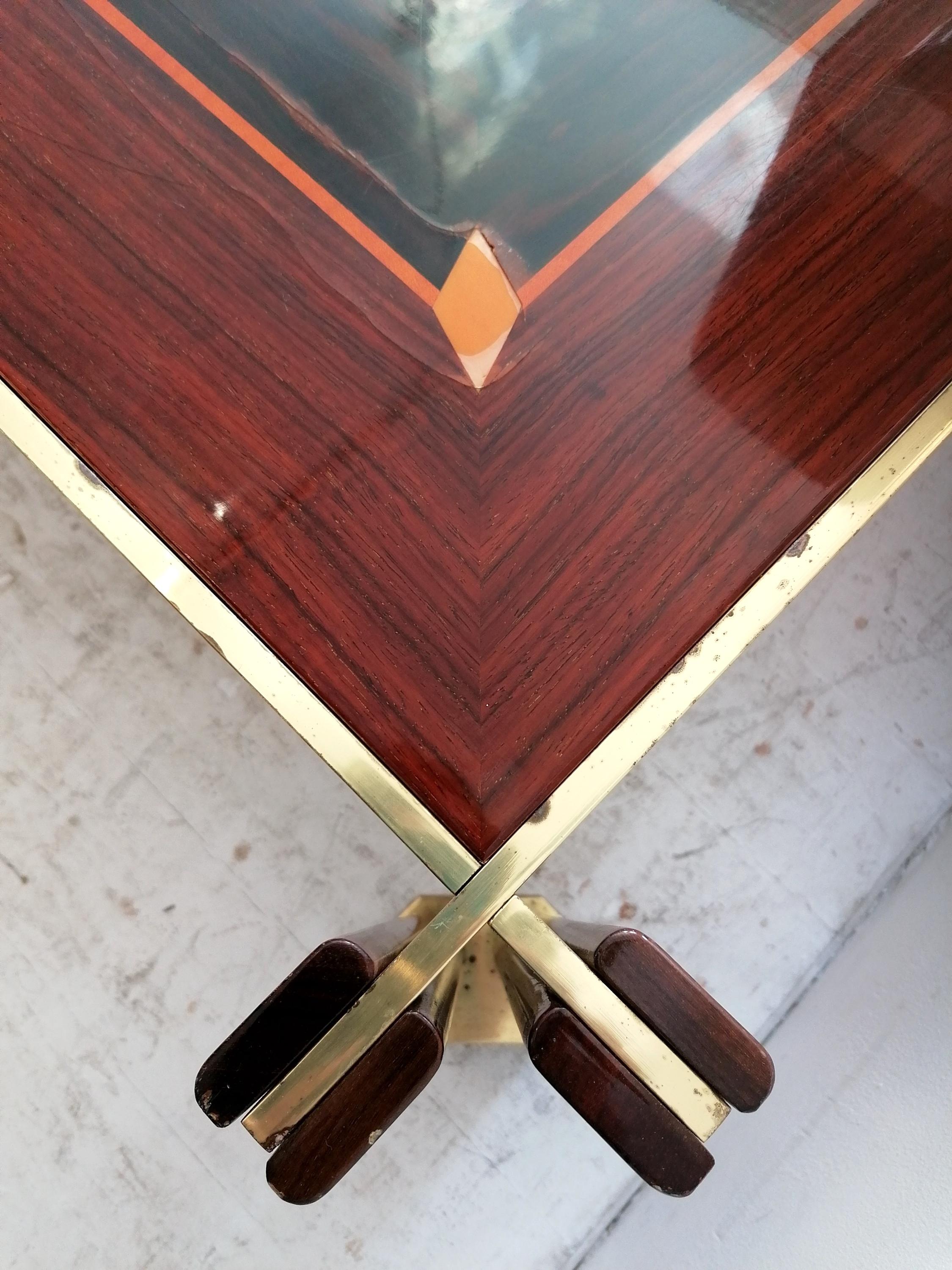 Large 1970s Italian Brass, Macassar & Rosewood Coffee Table By Paolo Barracchia  11